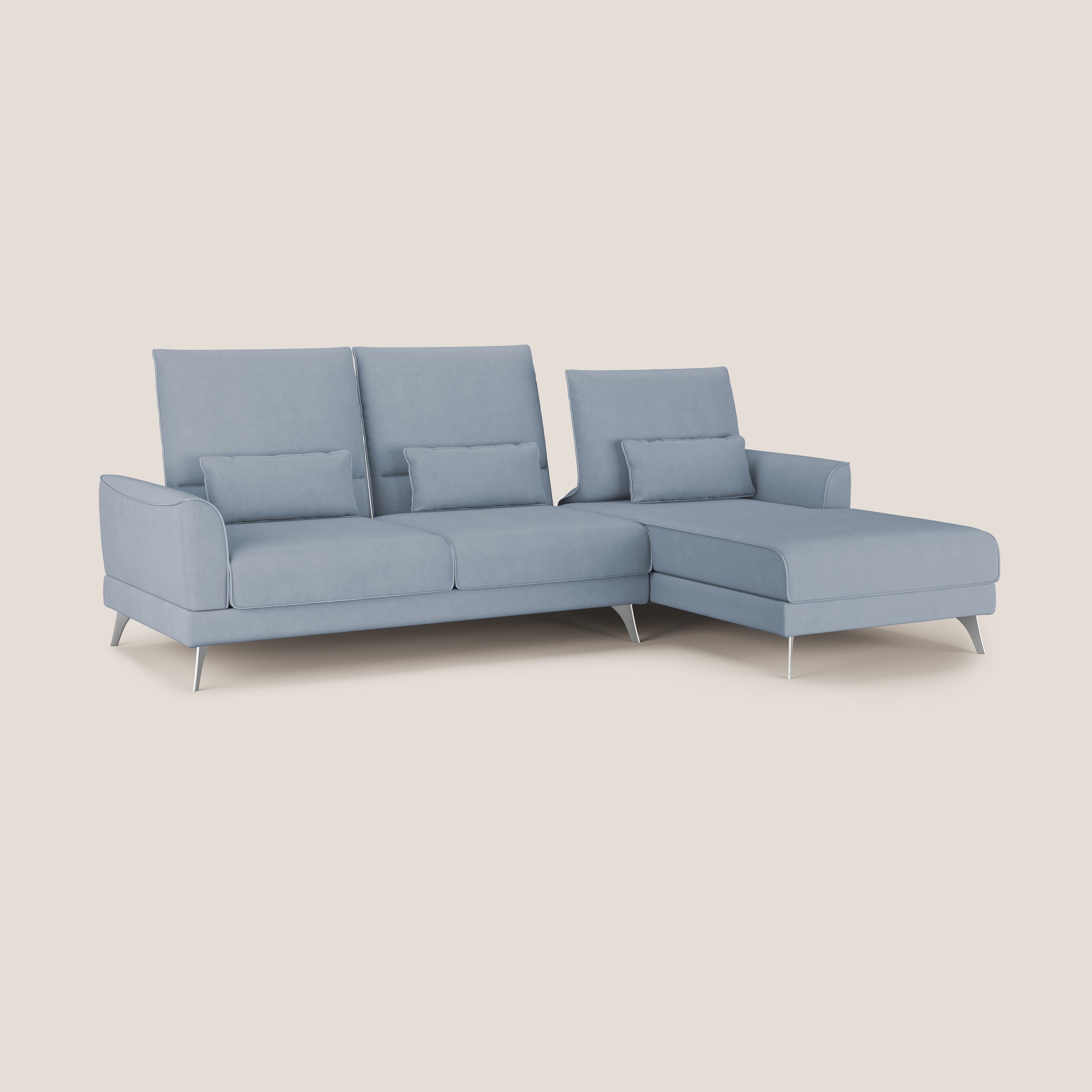 Tommy Divano angolare con relax e schienali traslanti in microfibra smacchiabile T11 carta da zucchero - divani.store