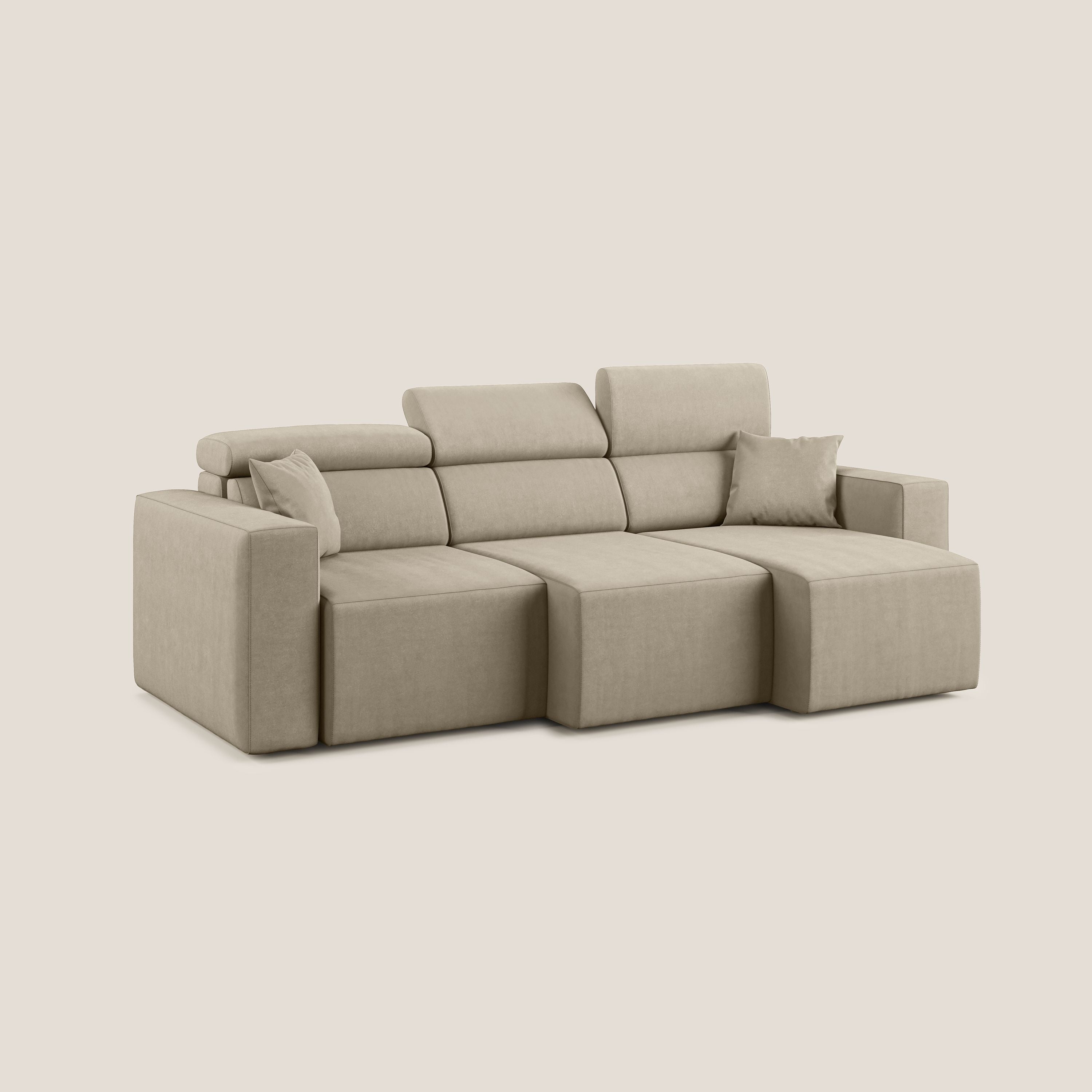 Orwell divano con 3 sedute estraibili in microfibra smacchiabile T11 tortora - divani.store