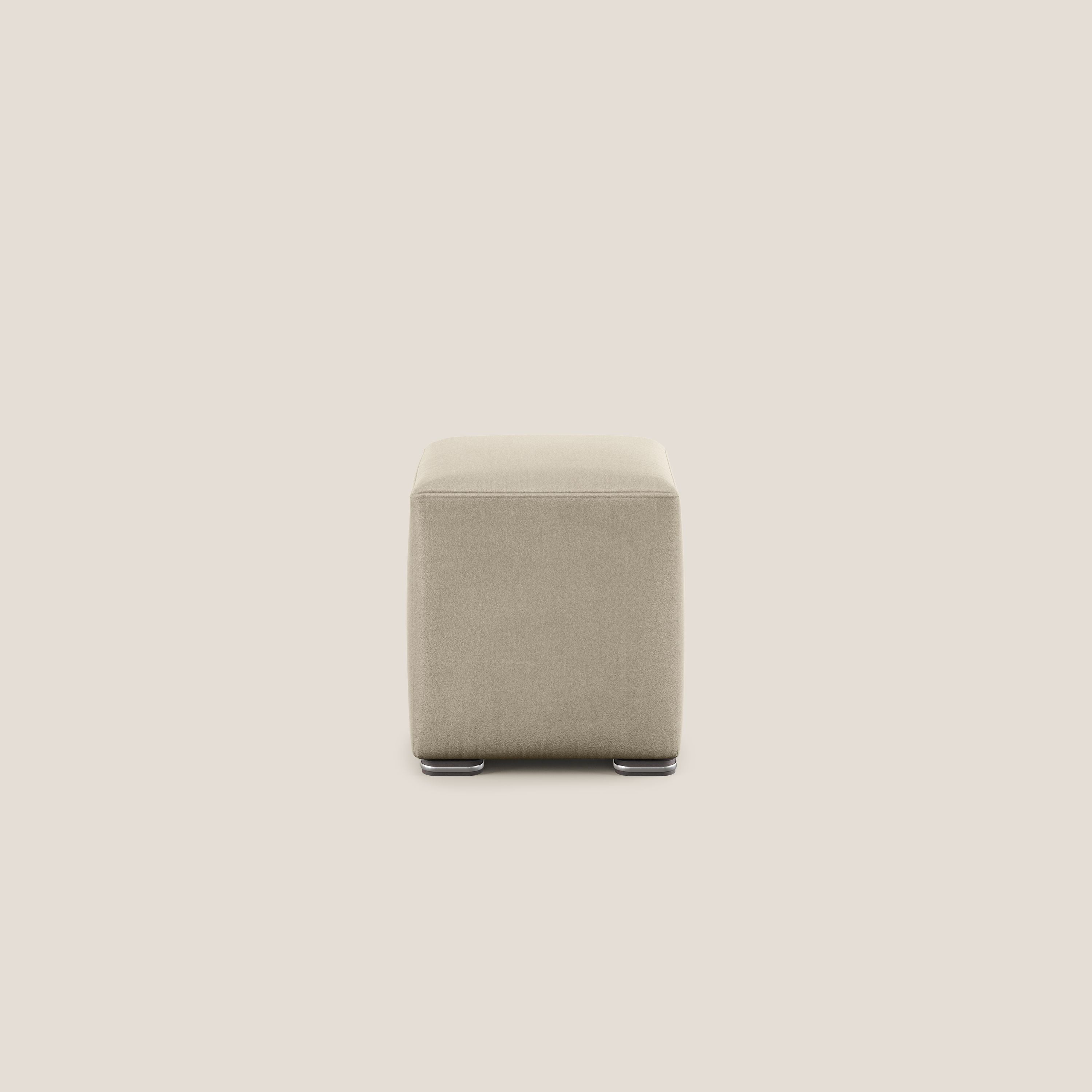 Cube pouf in microfibra smacchiabile T11 tortora - divani.store