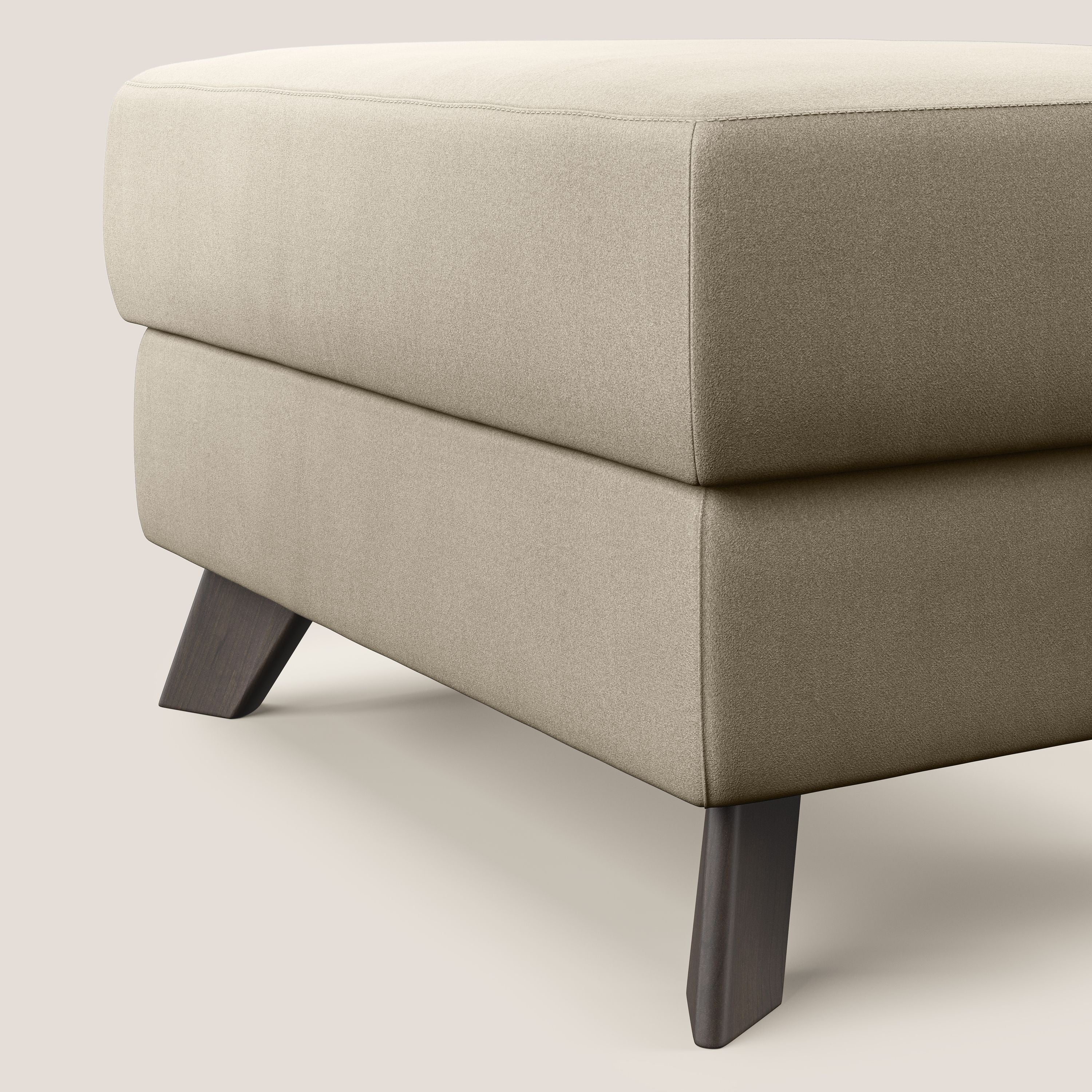 Moon Pouf contenitore e piedini alti in microfibra impermeabile T11 tortora - divani.store