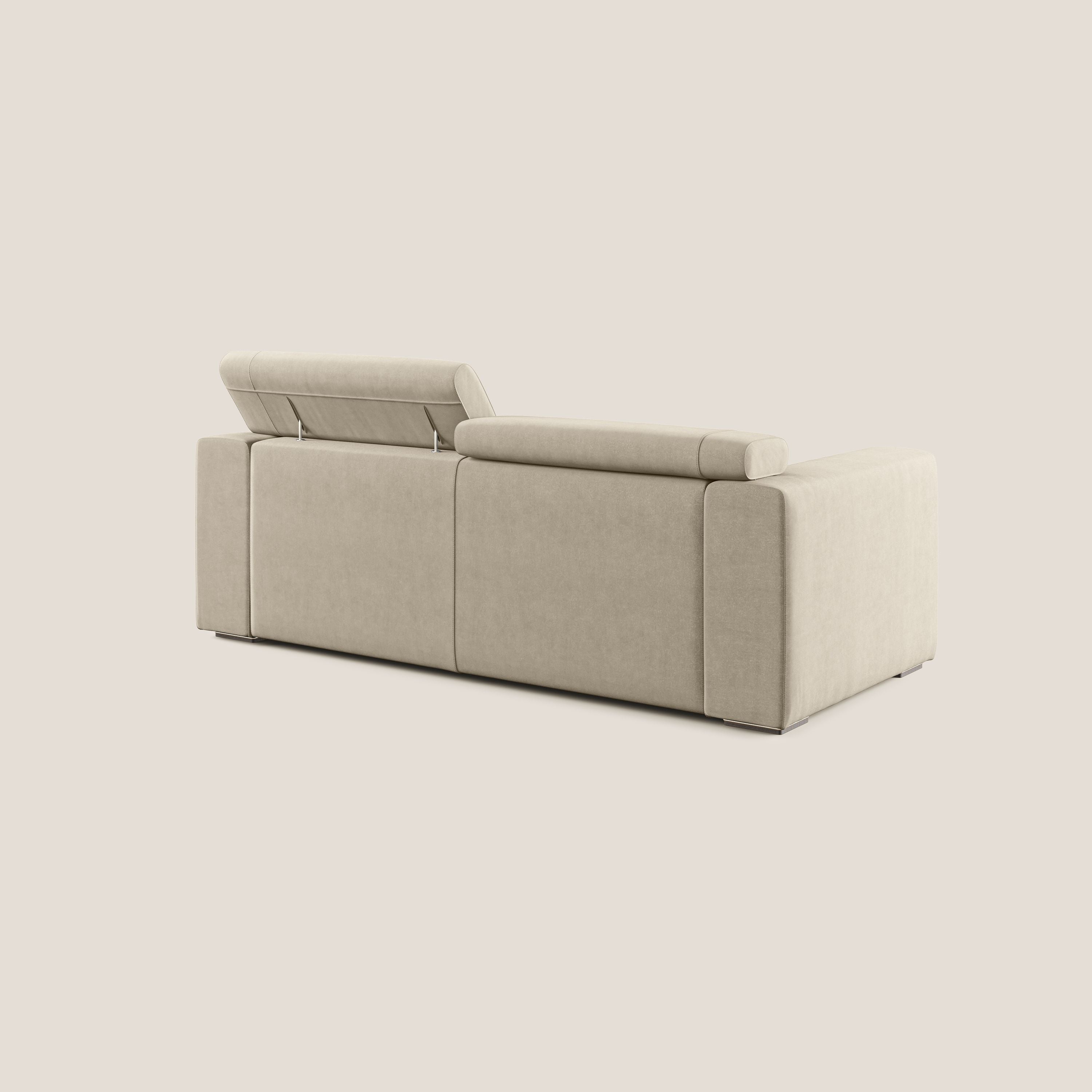 Vegas divano con poggiatesta reclinabili in microfibra smacchiabile T11 tortora - divani.store