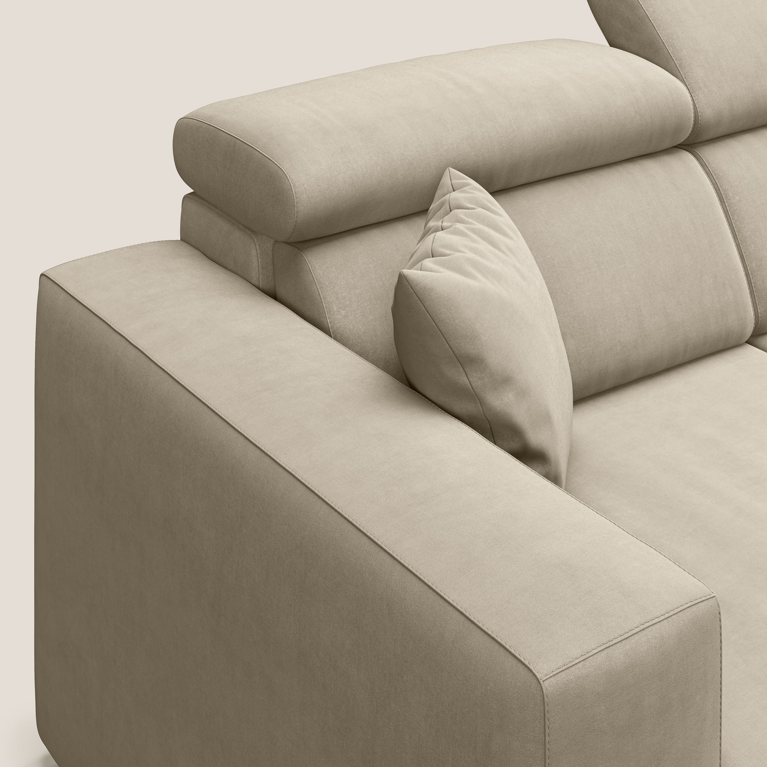 Orwell divano con 3 sedute estraibili in microfibra smacchiabile T11 tortora - divani.store