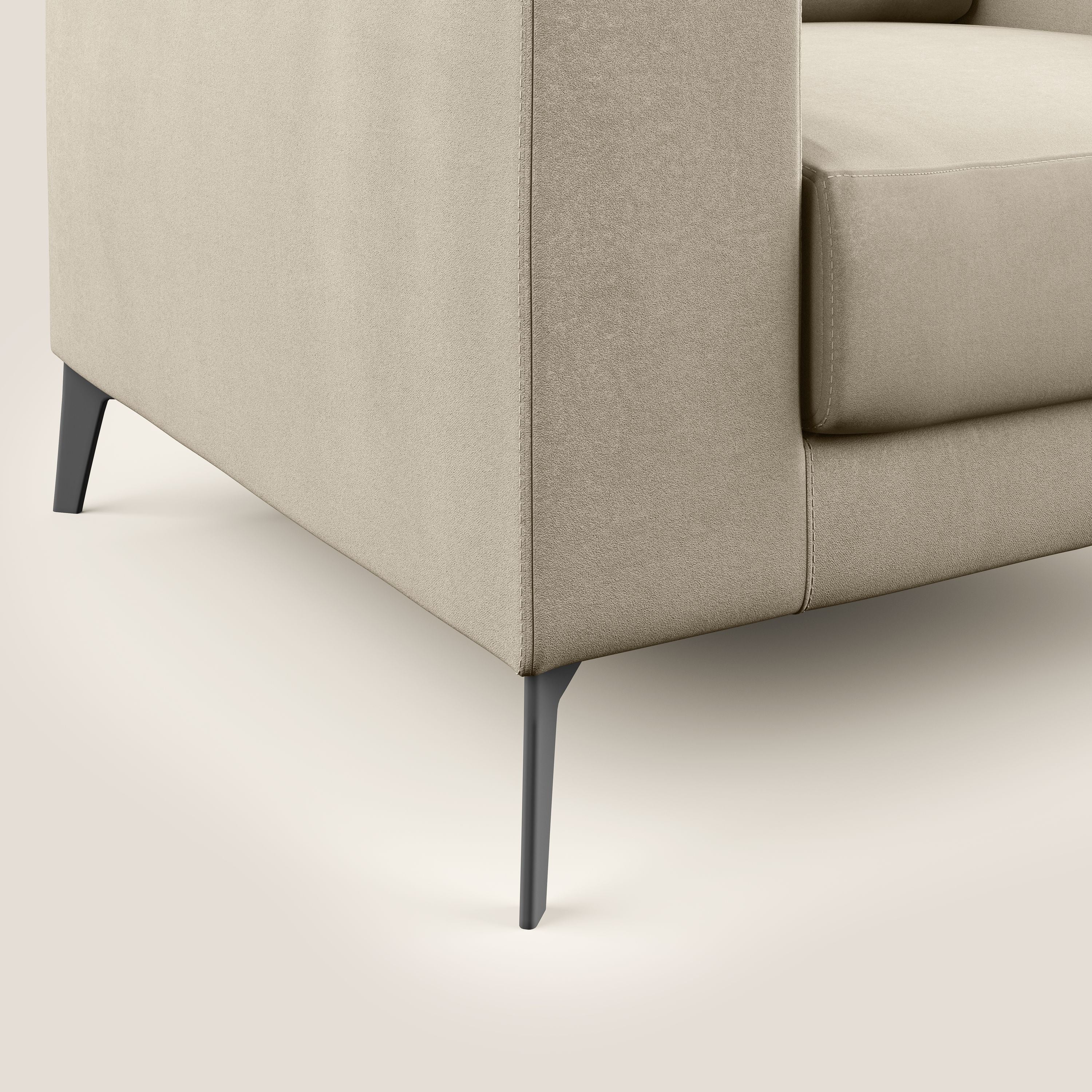 Prestige poltroncina moderna in microfibra smacchiabile T11 tortora - divani.store