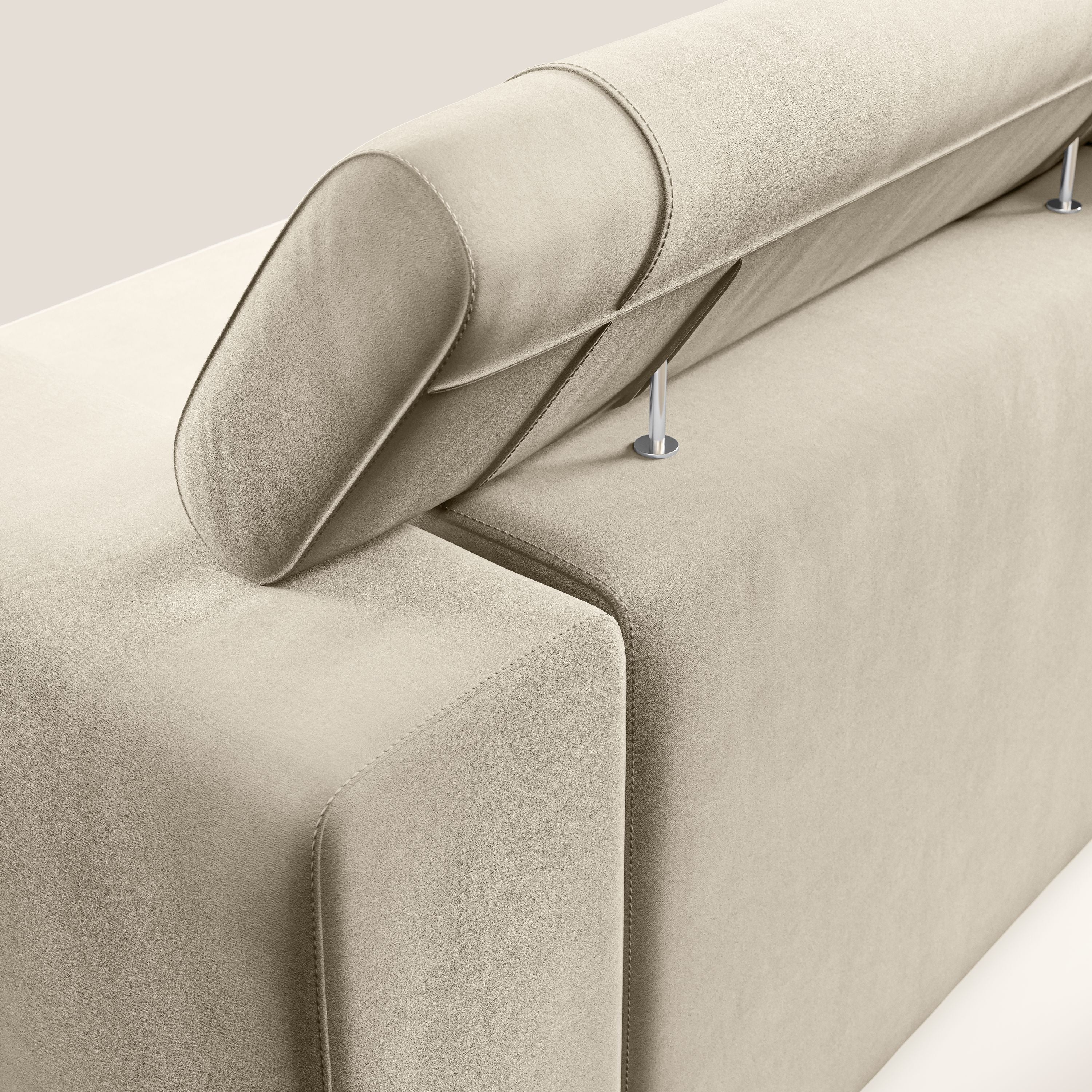 Vegas divano con poggiatesta reclinabili in microfibra smacchiabile T11 tortora - divani.store