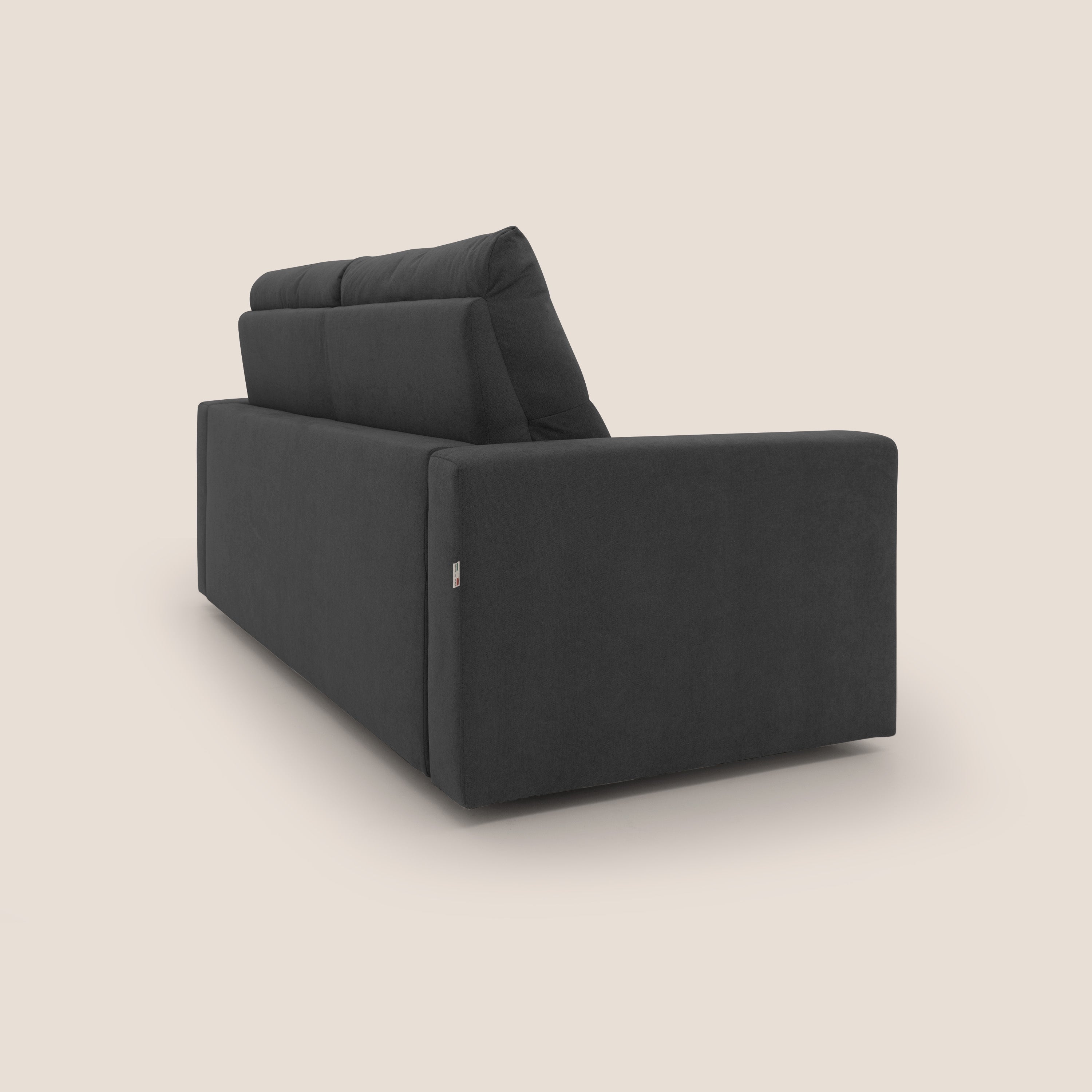 Paloma divano letto con materasso alto 18 cm con Aloe Vera in tessuto impermeabile nero - divani.store