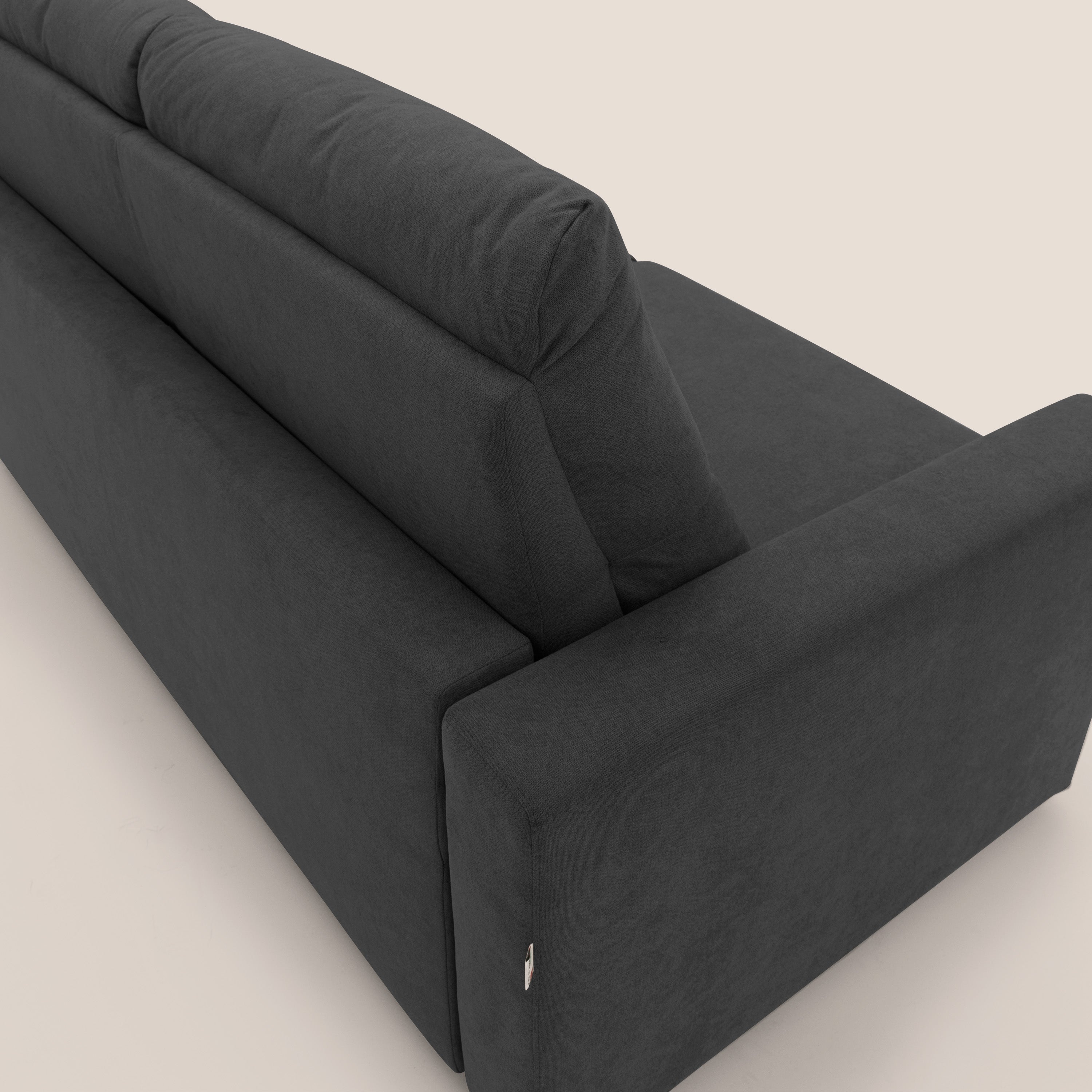 Paloma divano letto con materasso alto 18 cm con Aloe Vera in tessuto impermeabile nero - divani.store