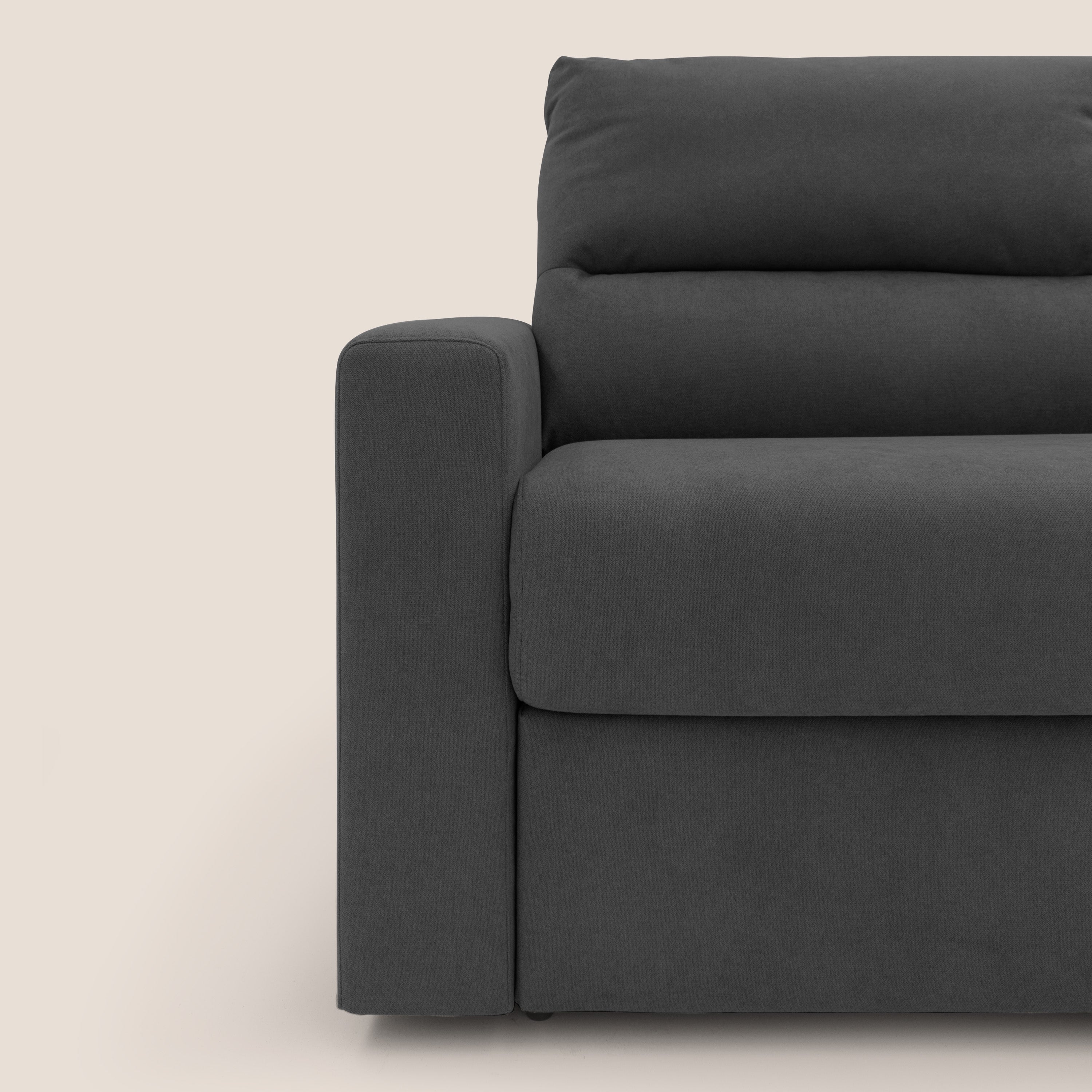 Paloma divano letto con materasso alto 18 cm con Aloe Vera in tessuto impermeabile nero - divani.store