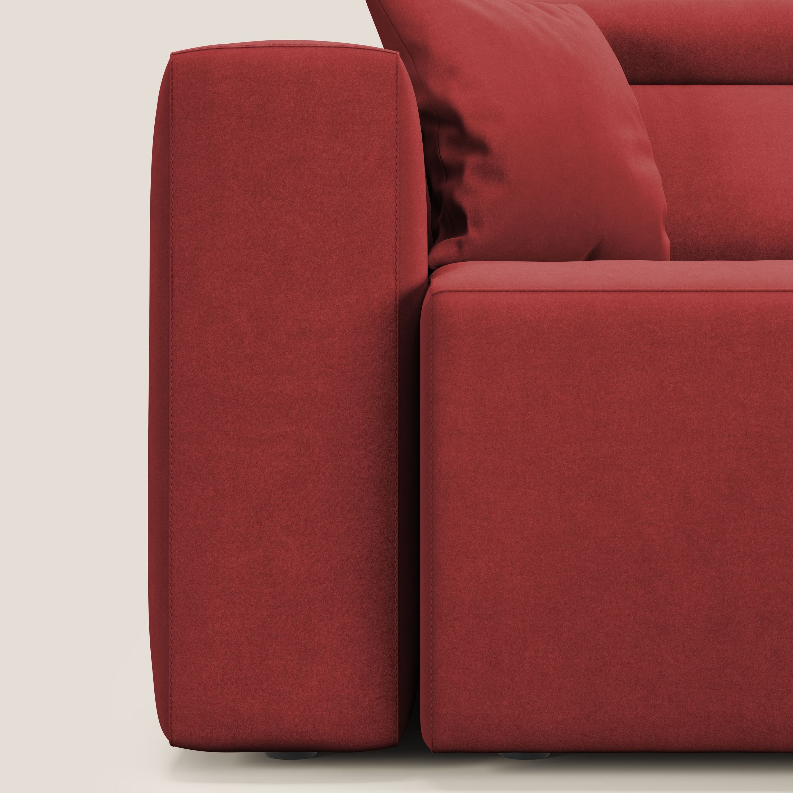 Orwell divano con 3 sedute estraibili in microfibra smacchiabile T11 rosso - divani.store