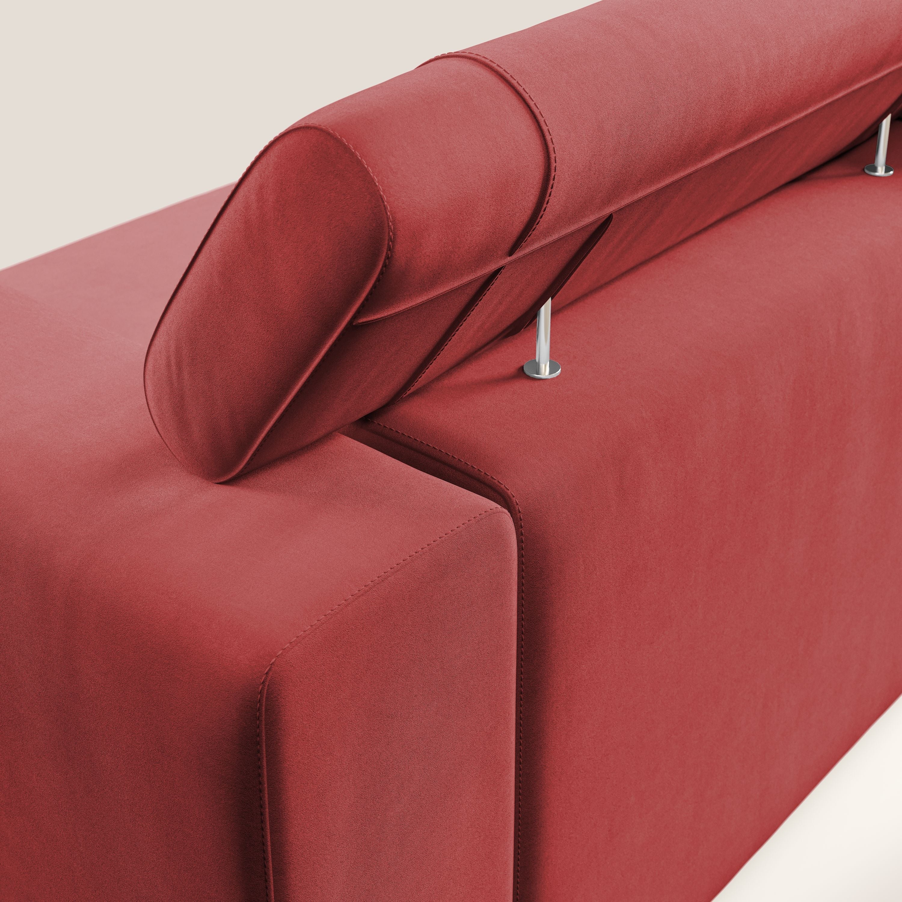 Vegas divano con poggiatesta reclinabili in microfibra smacchiabile T11 rosso - divani.store