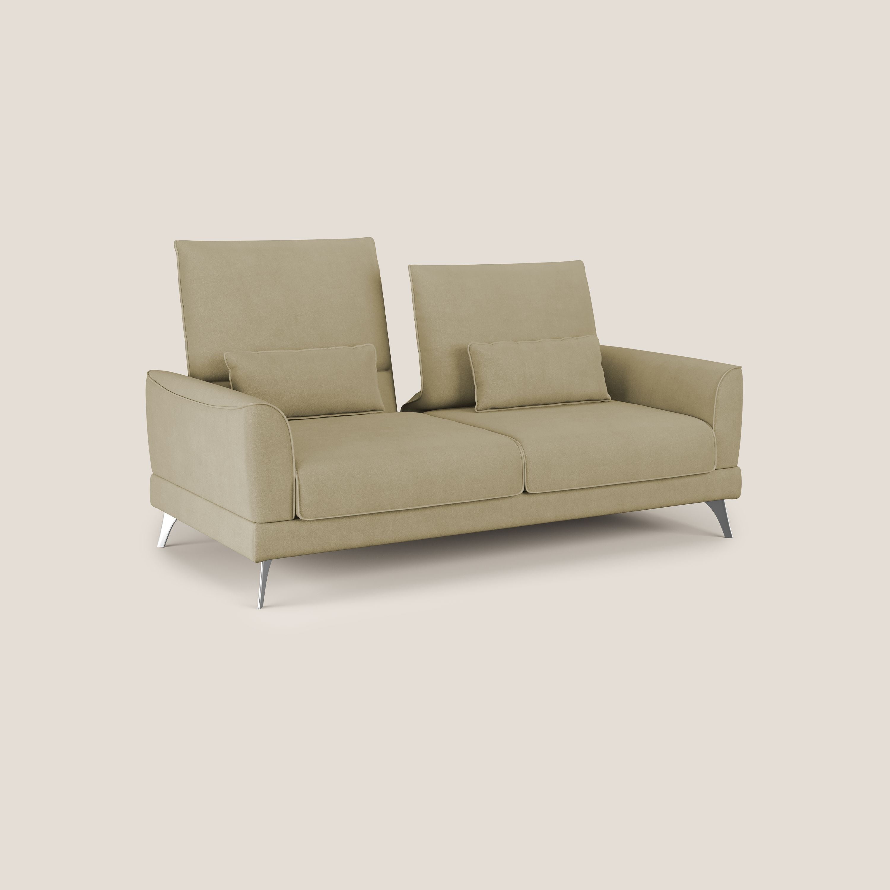 Tommy Divano relax con schienali traslanti in microfibra smacchiabile T11 beige - divani.store