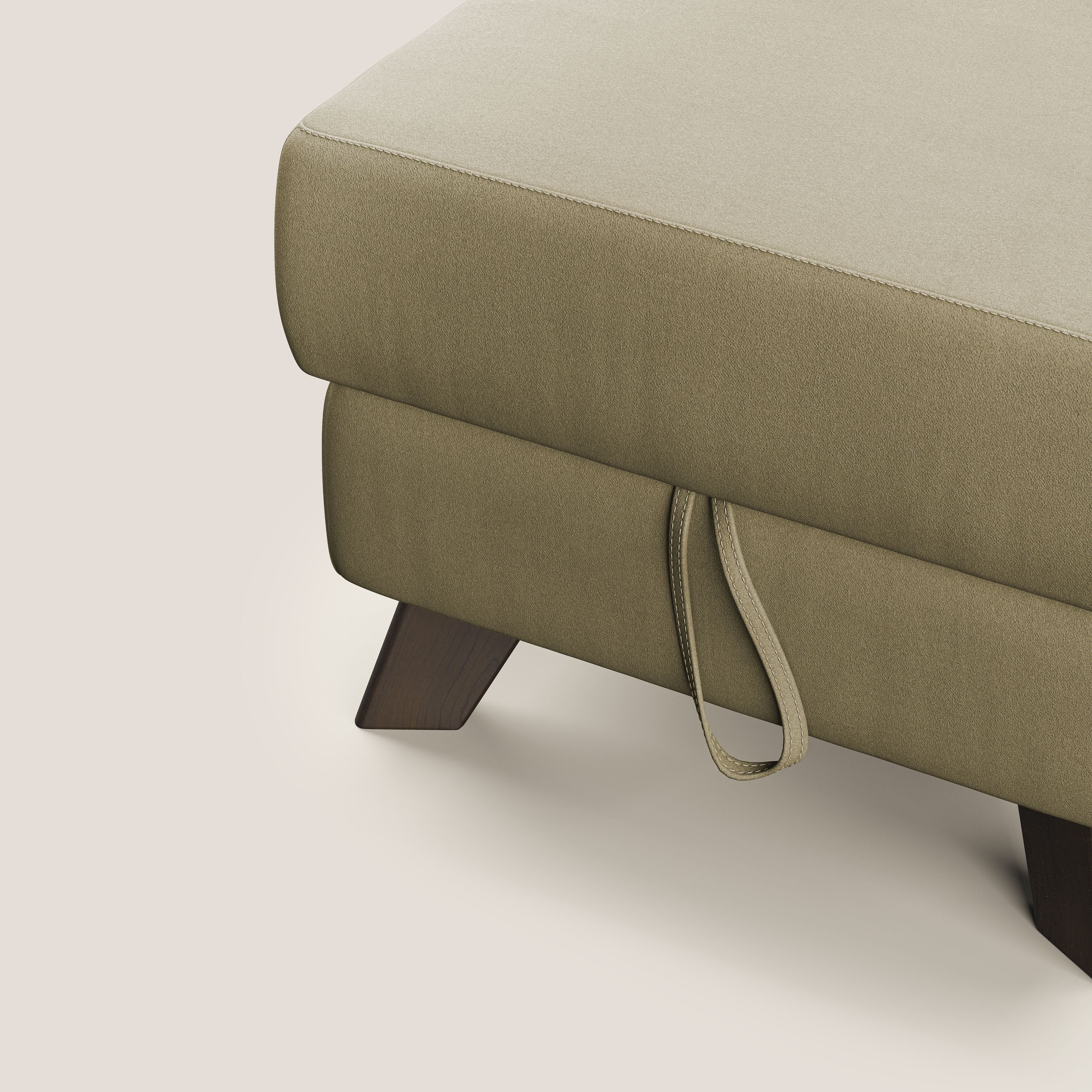 Moon Pouf contenitore e piedini alti in microfibra impermeabile T11 beige - divani.store