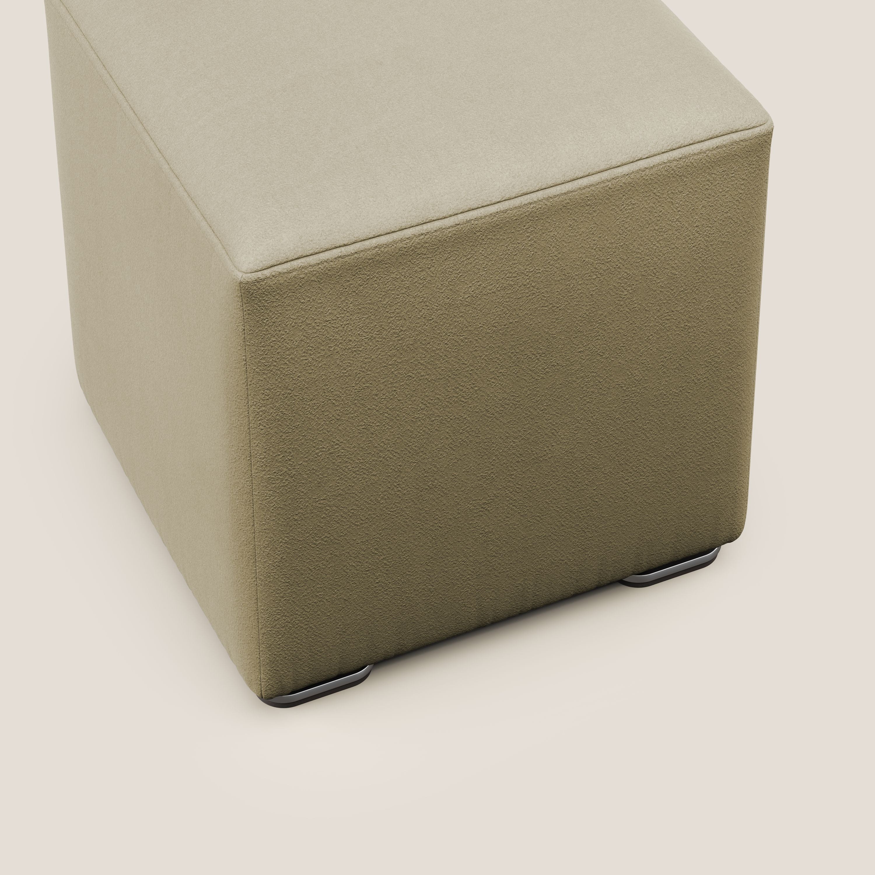 Cube pouf in microfibra smacchiabile T11 beige - divani.store