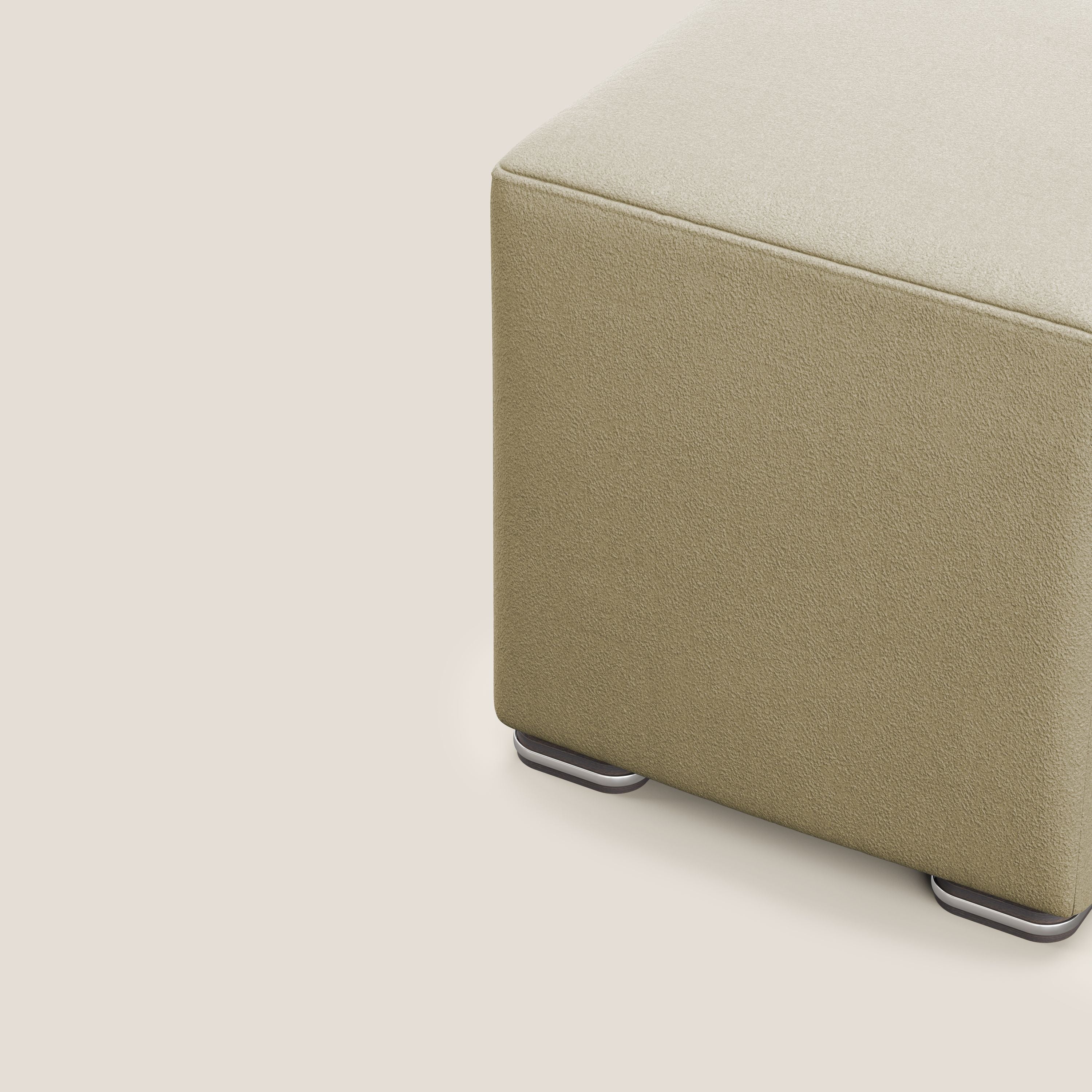 Cube pouf in microfibra smacchiabile T11 beige - divani.store
