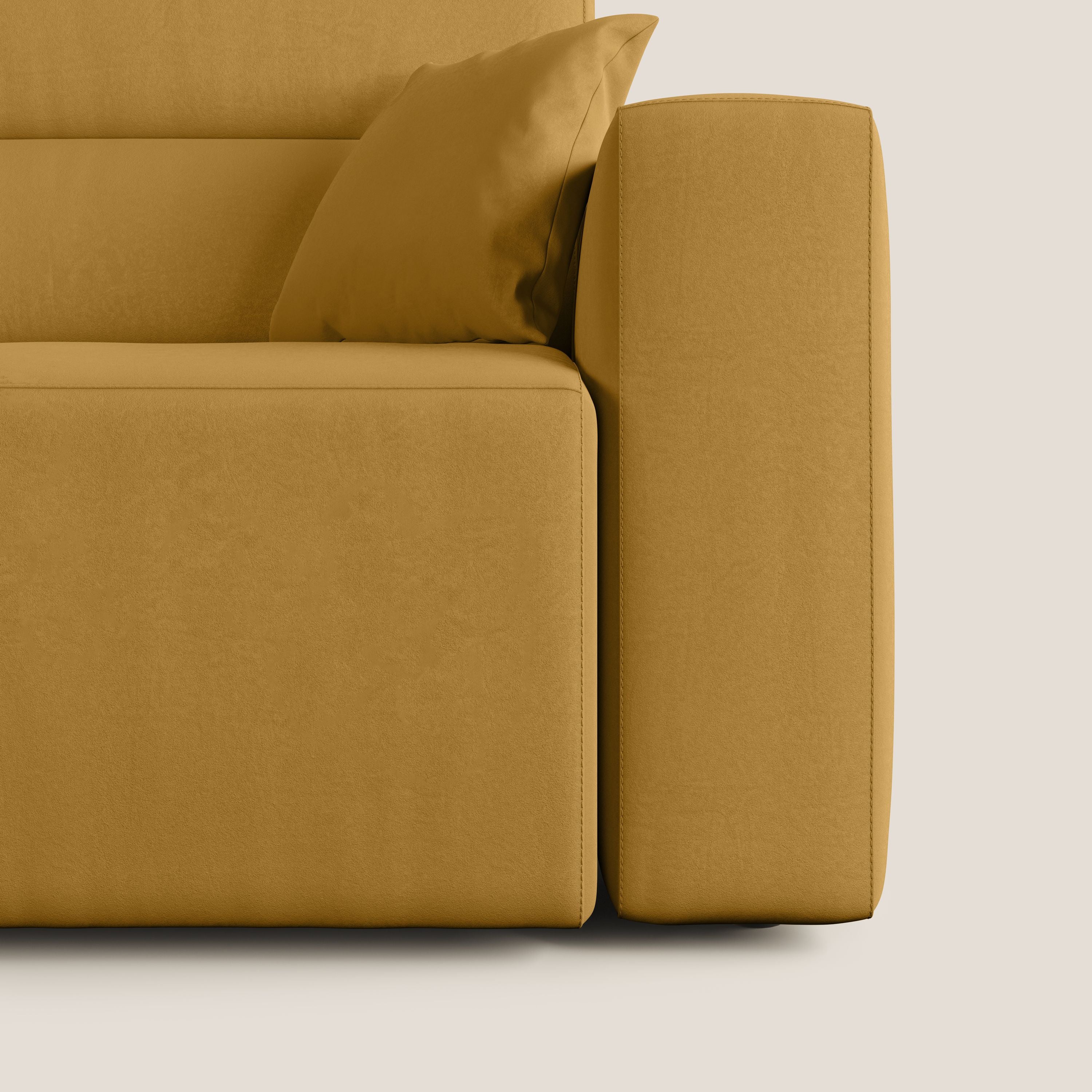 Orwell divano con seduta estraibile in microfibra smacchiabile T11 giallo - divani.store