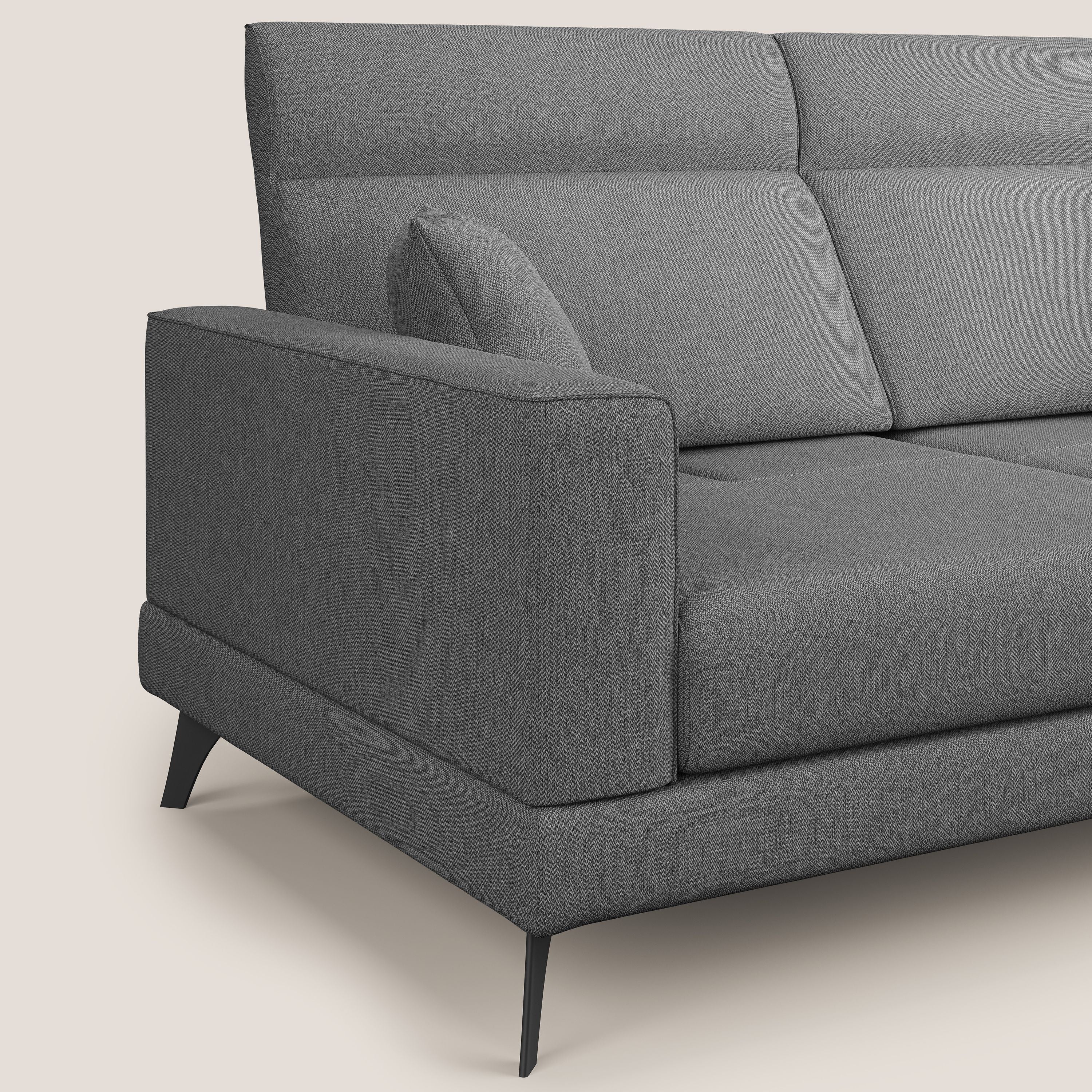 Slide Divano con schienali traslanti e poggiatesta in tessuto smacchiabile T05 antracite - divani.store