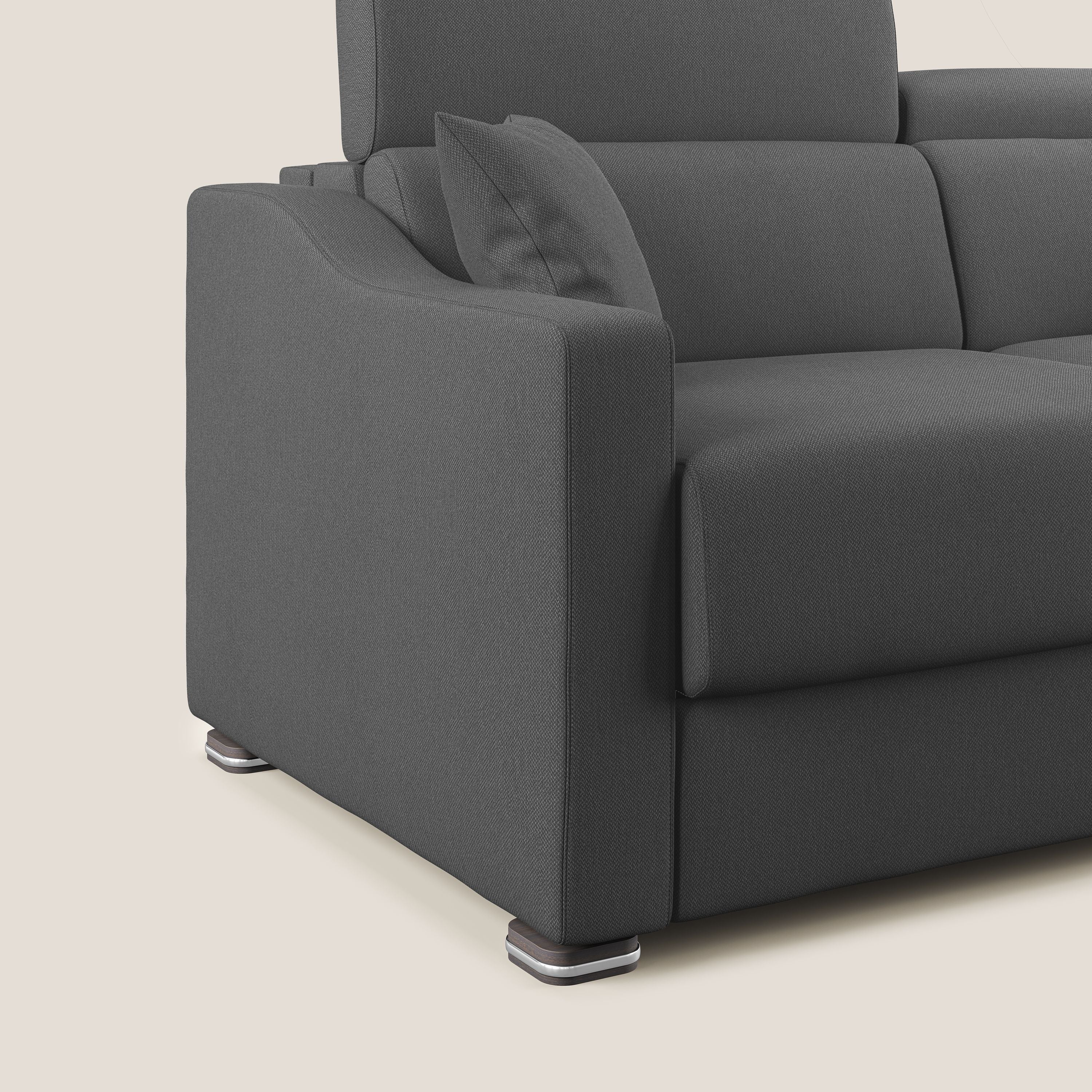 Amber divano letto matrimoniale in tessuto smacchiabile T05 antracite - divani.store