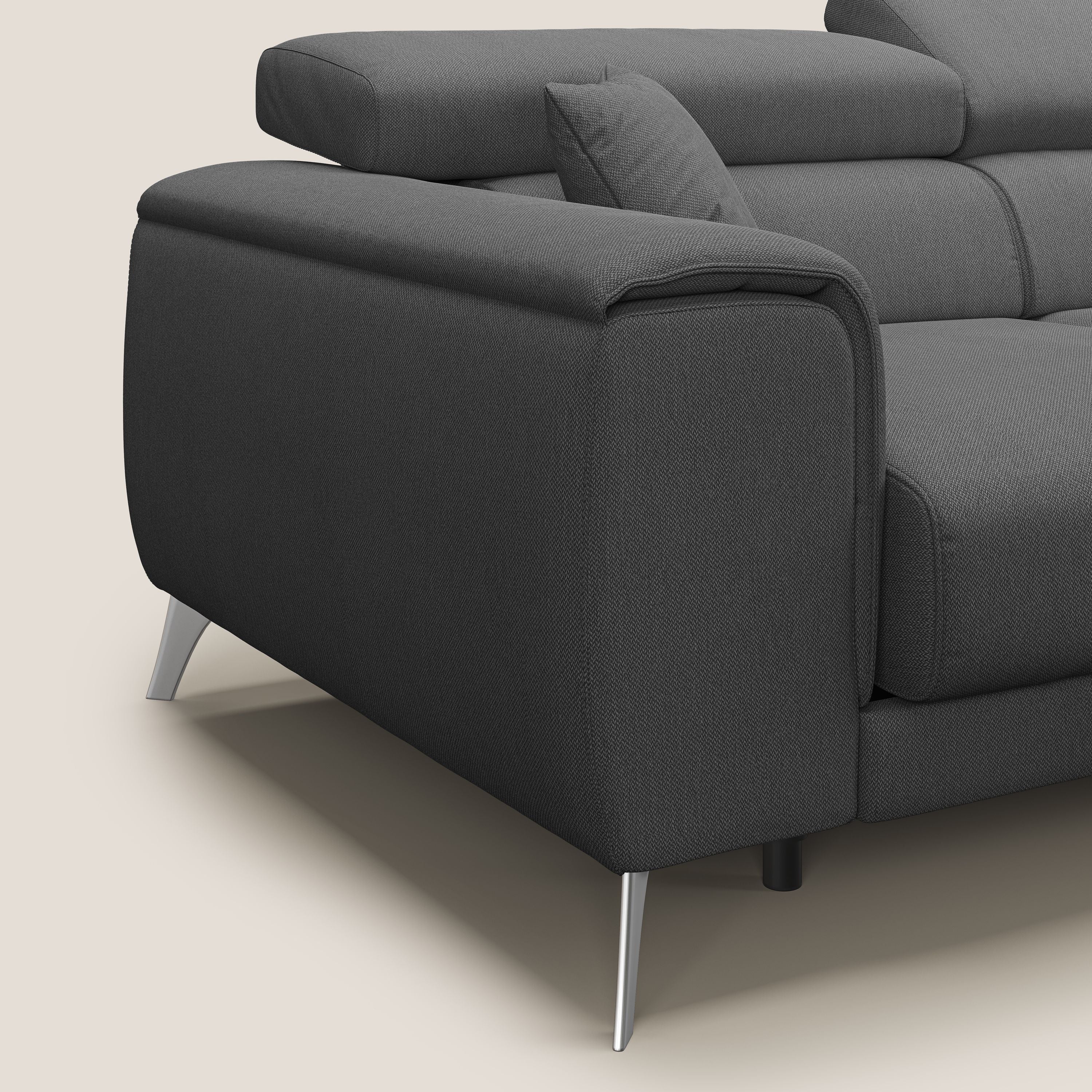 Fusion Divano angolare con sedute scorrevoli in tessuto morbido smacchiabile T05 antracite - divani.store