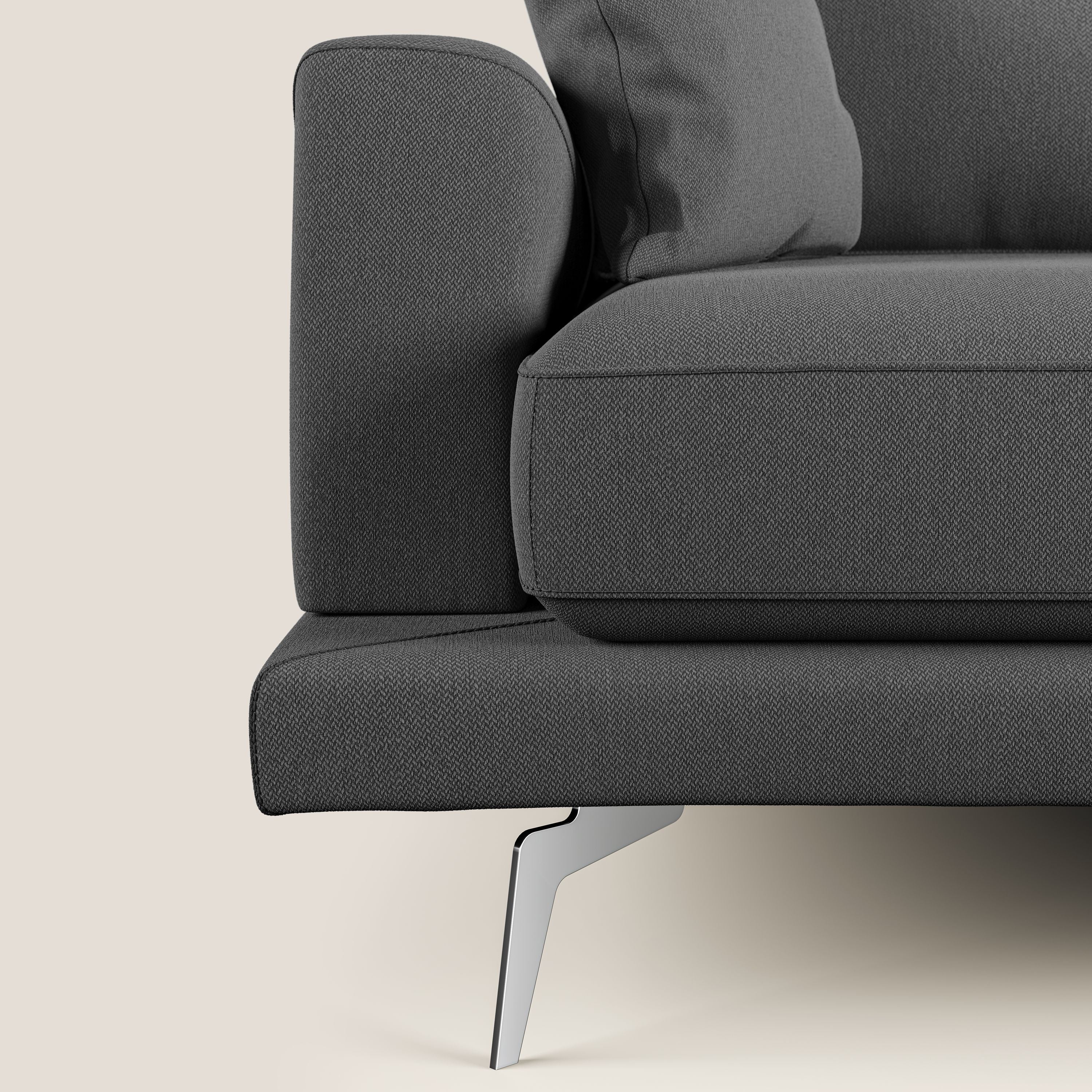 Dorian divano moderno angolare con penisola in tessuto morbido antimacchia T05 antracite - divani.store