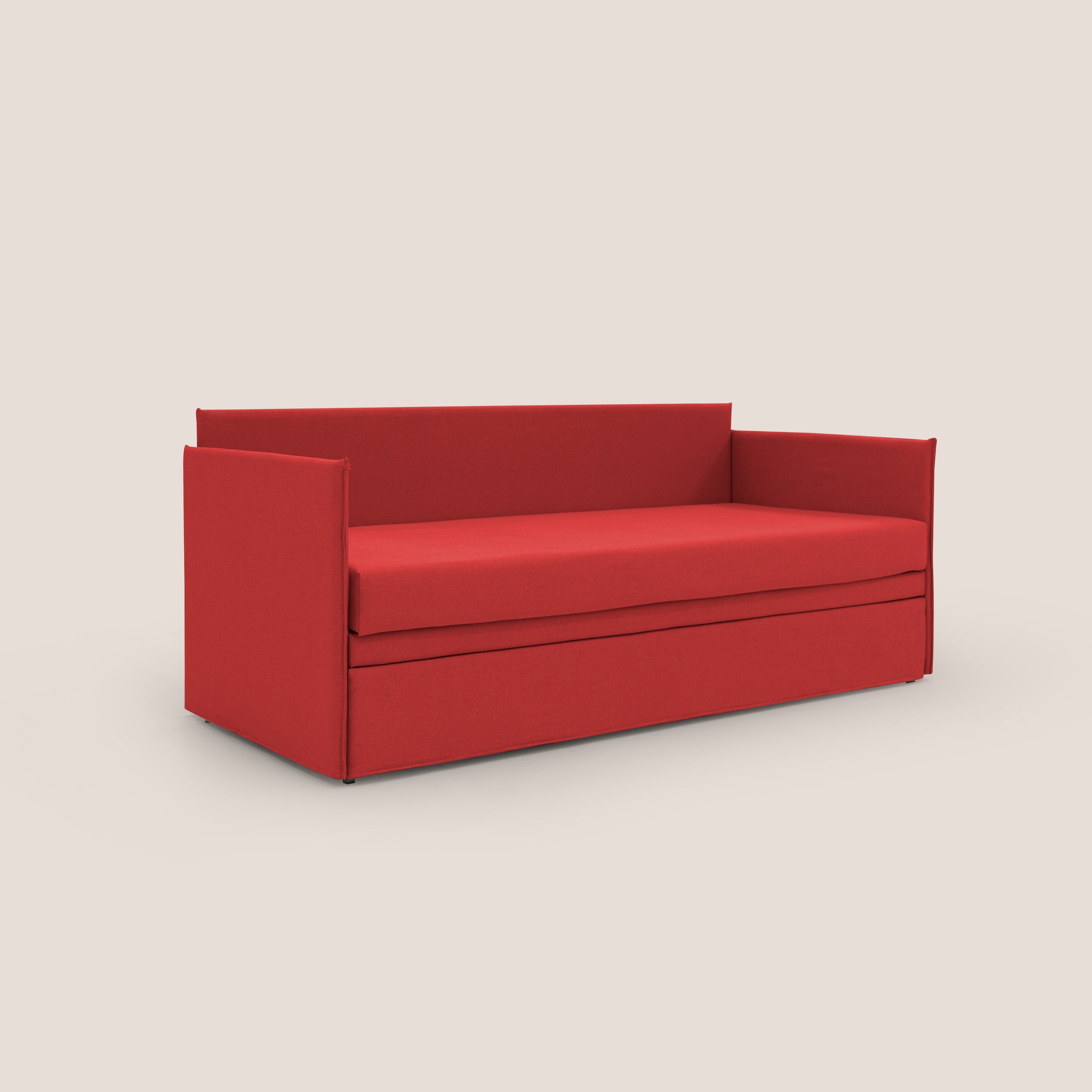 Brenta Divano duplex con doppio letto in tessuto simil cotone impermeabile T13 rosso - divani.store