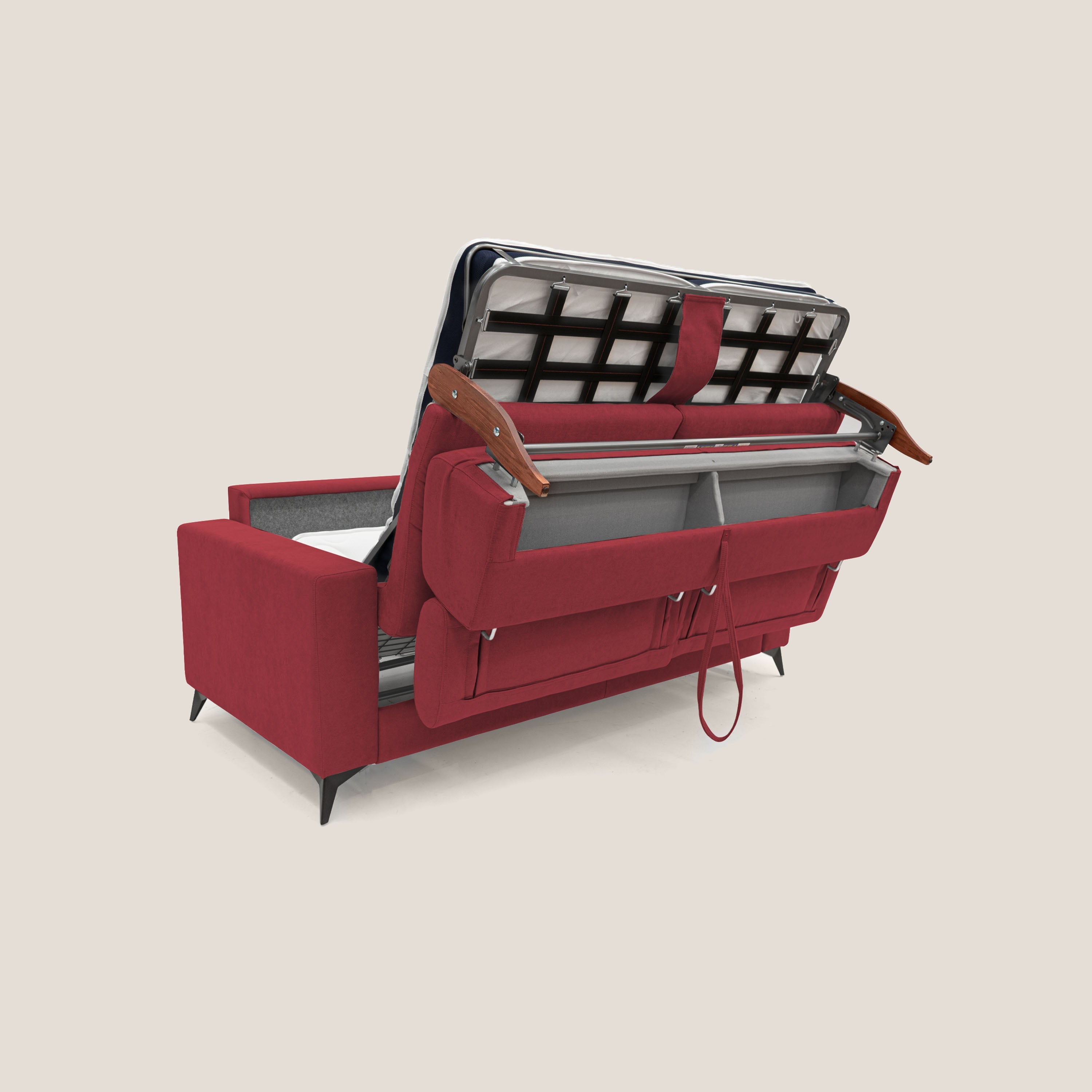 Pegaso divano letto con poggiatesta reclinabili e rivestimento T02 rosso - divani.store