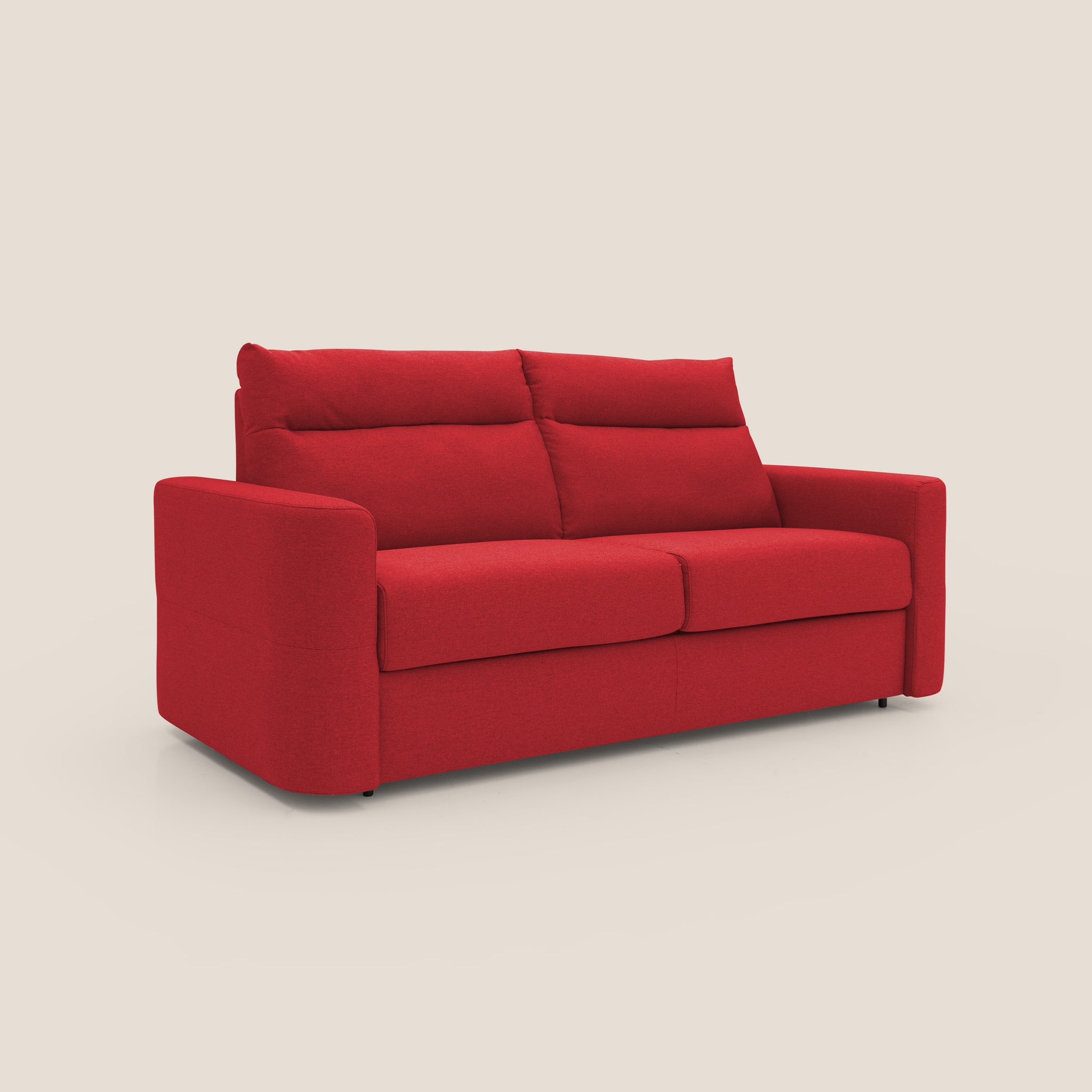 Cupido Schlafsofa 202 cm (mat. 140x197 cm) Matratze H18 aus wasserfestem, baumwollähnlichem Stoff T13 ROT