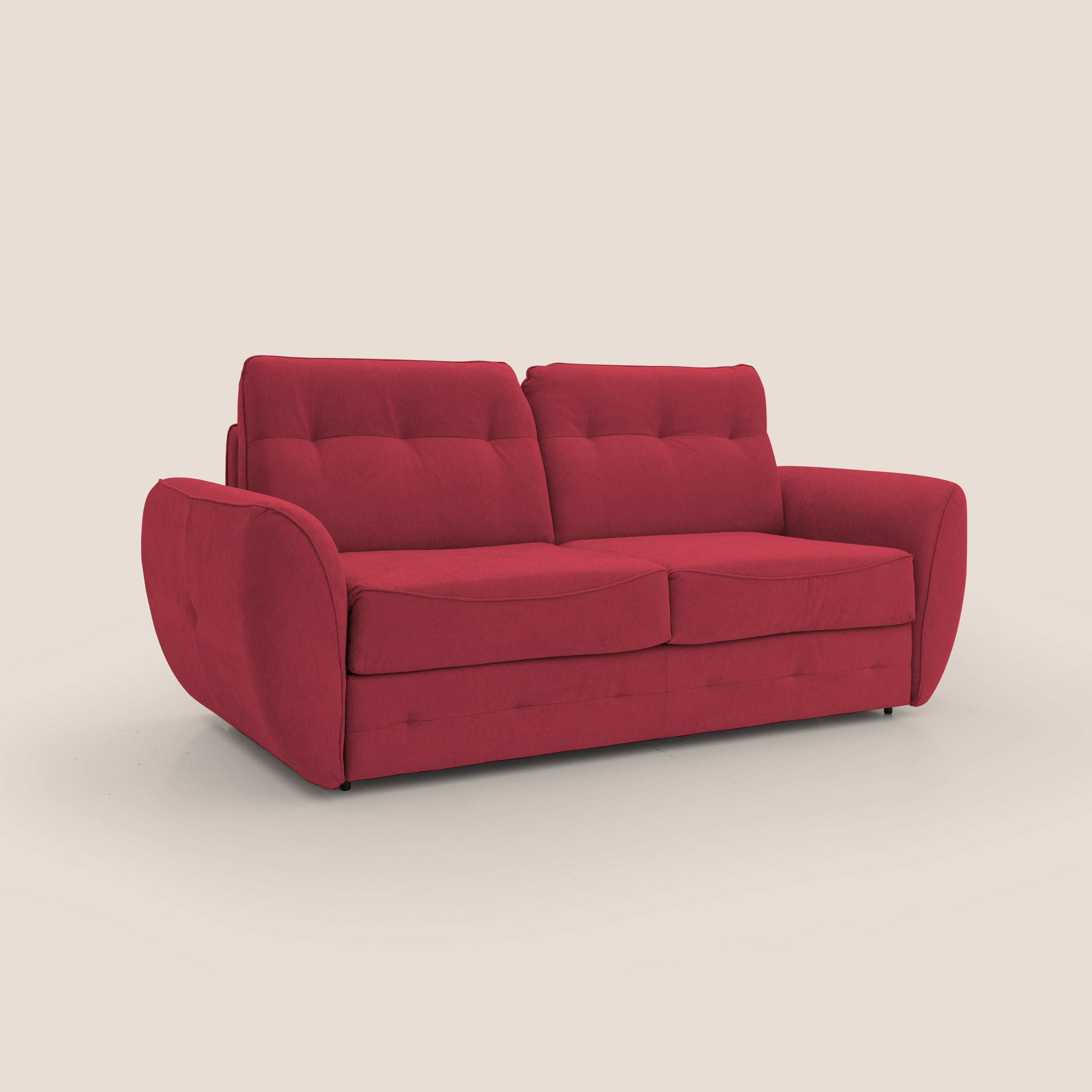 Zeus Divano letto scandinavo con schienale alto in tessuto impermeabile T02 rosso - divani.store