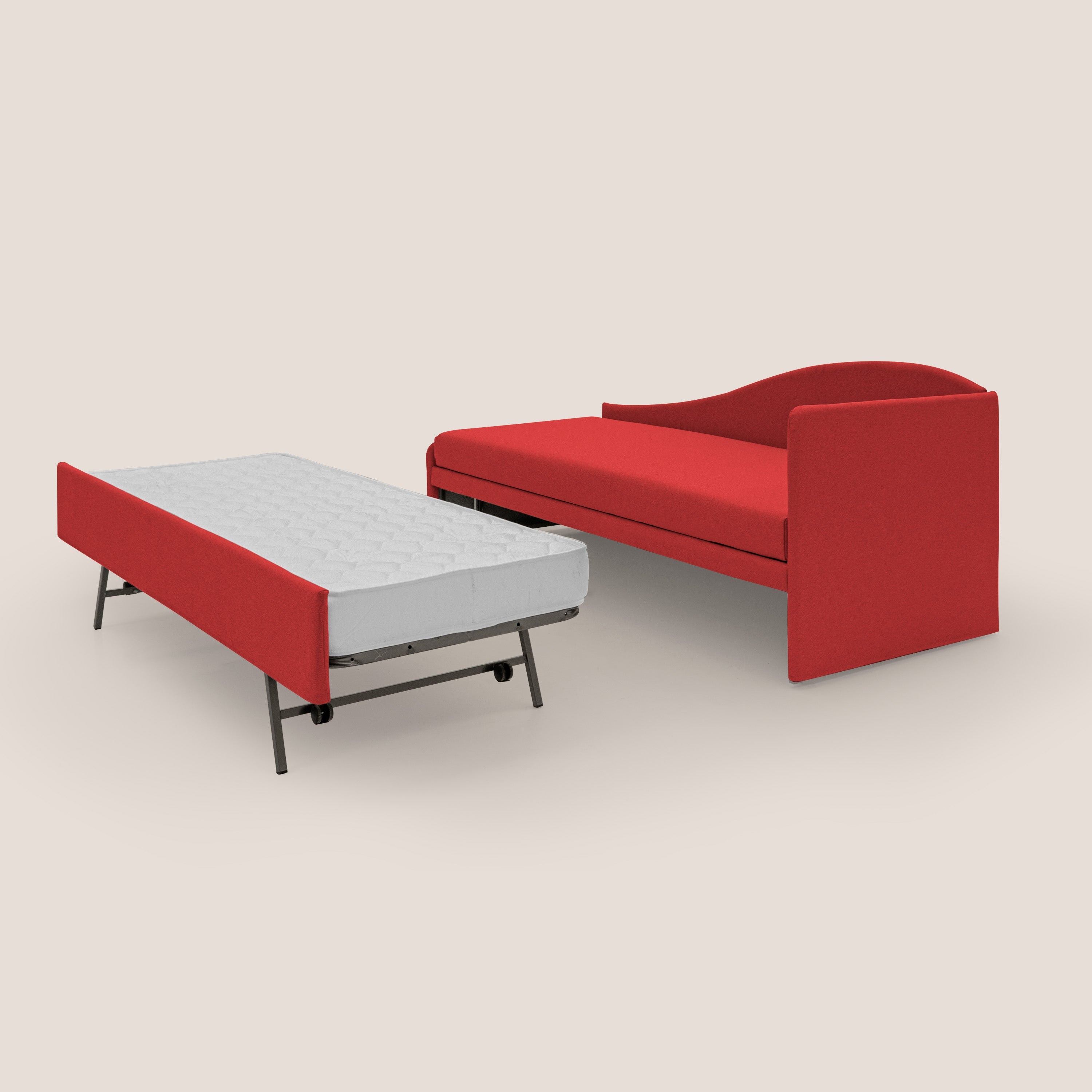 Nolo Divano duplex con doppio letto in tessuto simil cotone impermeabile T13 rosso - divani.store
