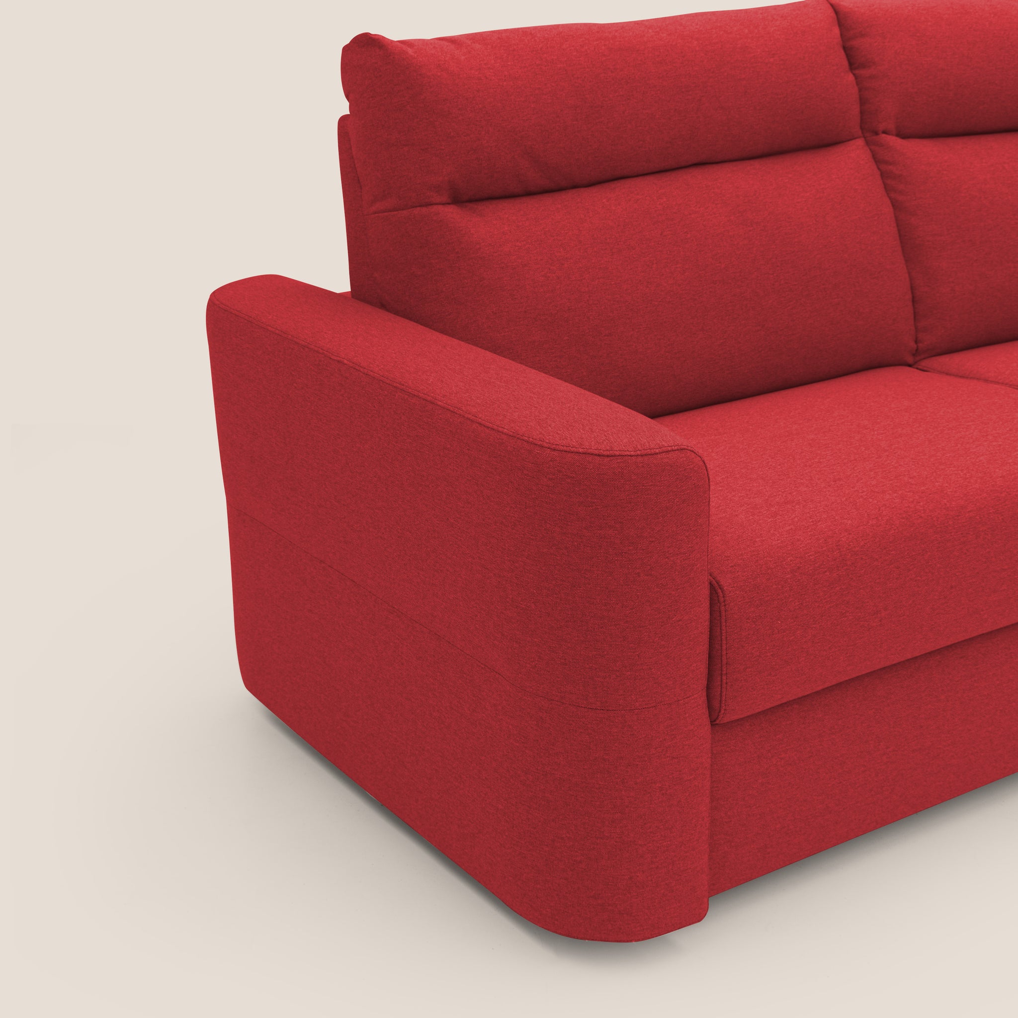 Cupido Schlafsofa 202 cm (mat. 140x197 cm) Matratze H18 aus wasserfestem, baumwollähnlichem Stoff T13 ROT