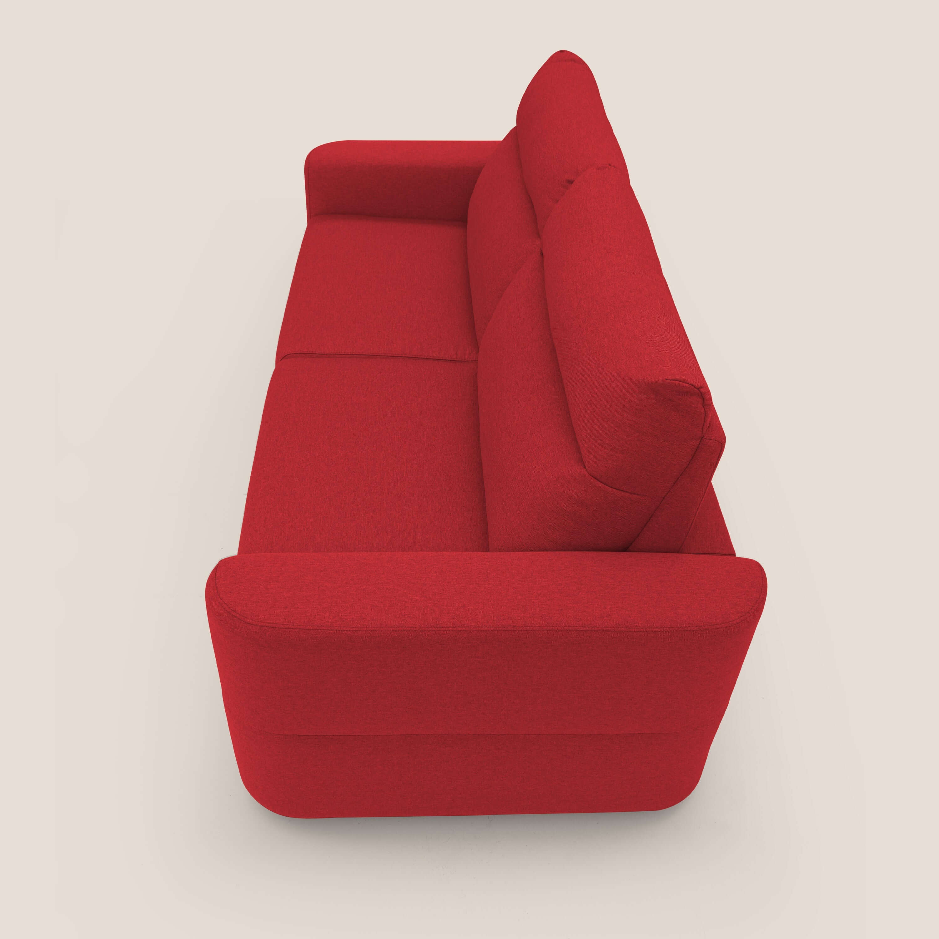 Cupido Divano letto materasso H18 cm e schienale alto in tessuto impermeabile simil cotone T13 rosso - divani.store