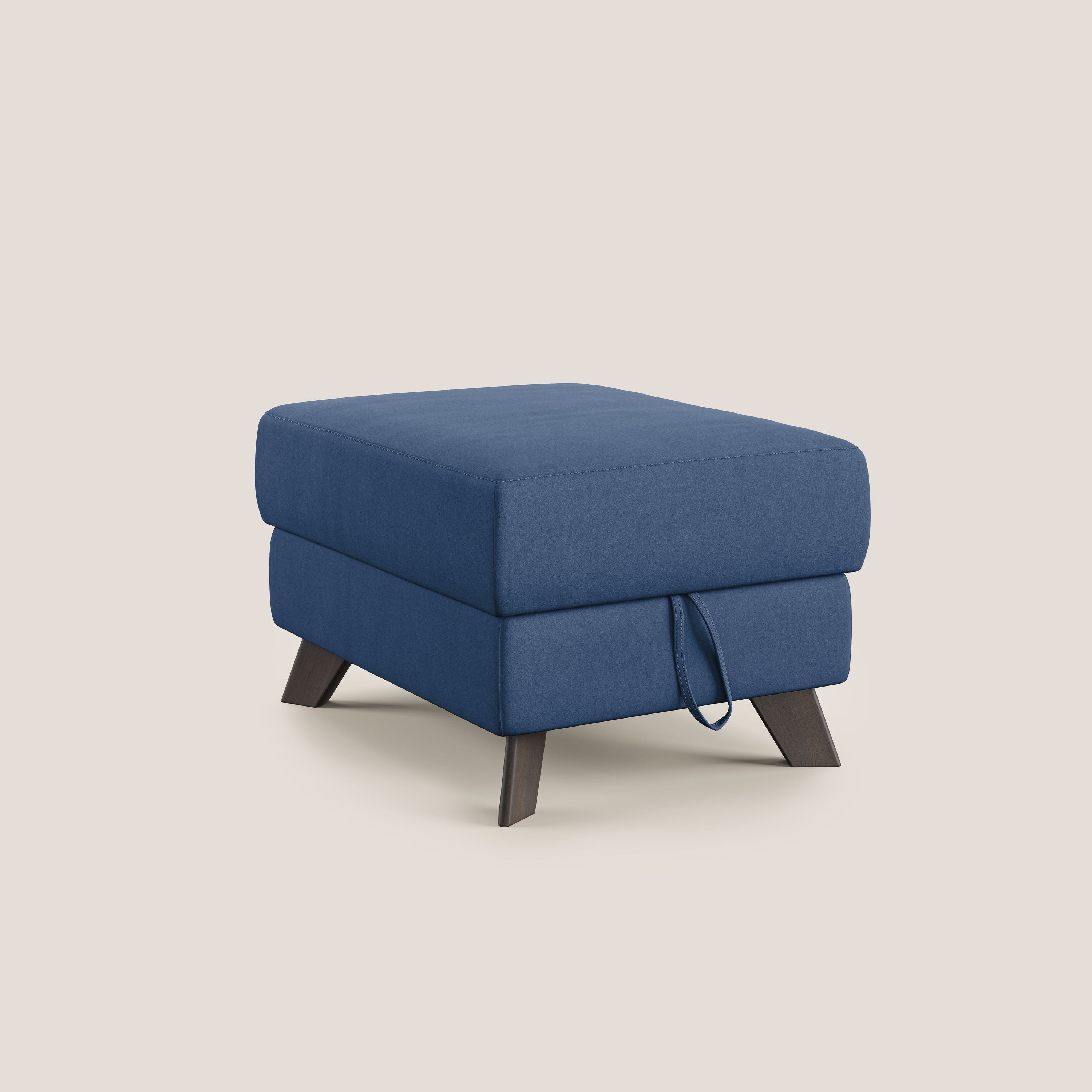 Moon Pouf contenitore e piedini alti in microfibra impermeabile T11 blu - divani.store