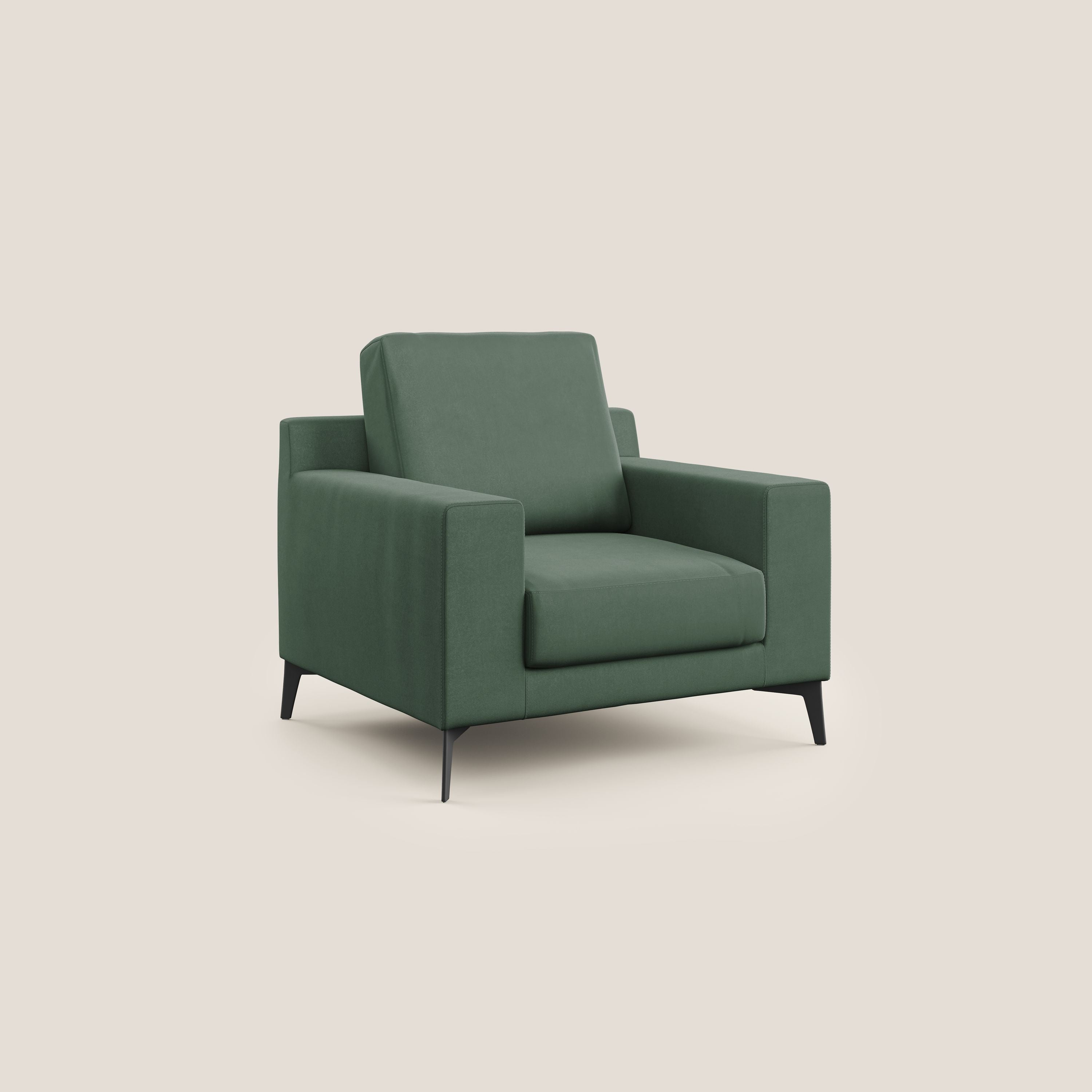 Prestige poltroncina moderna in microfibra smacchiabile T11 verde - divani.store
