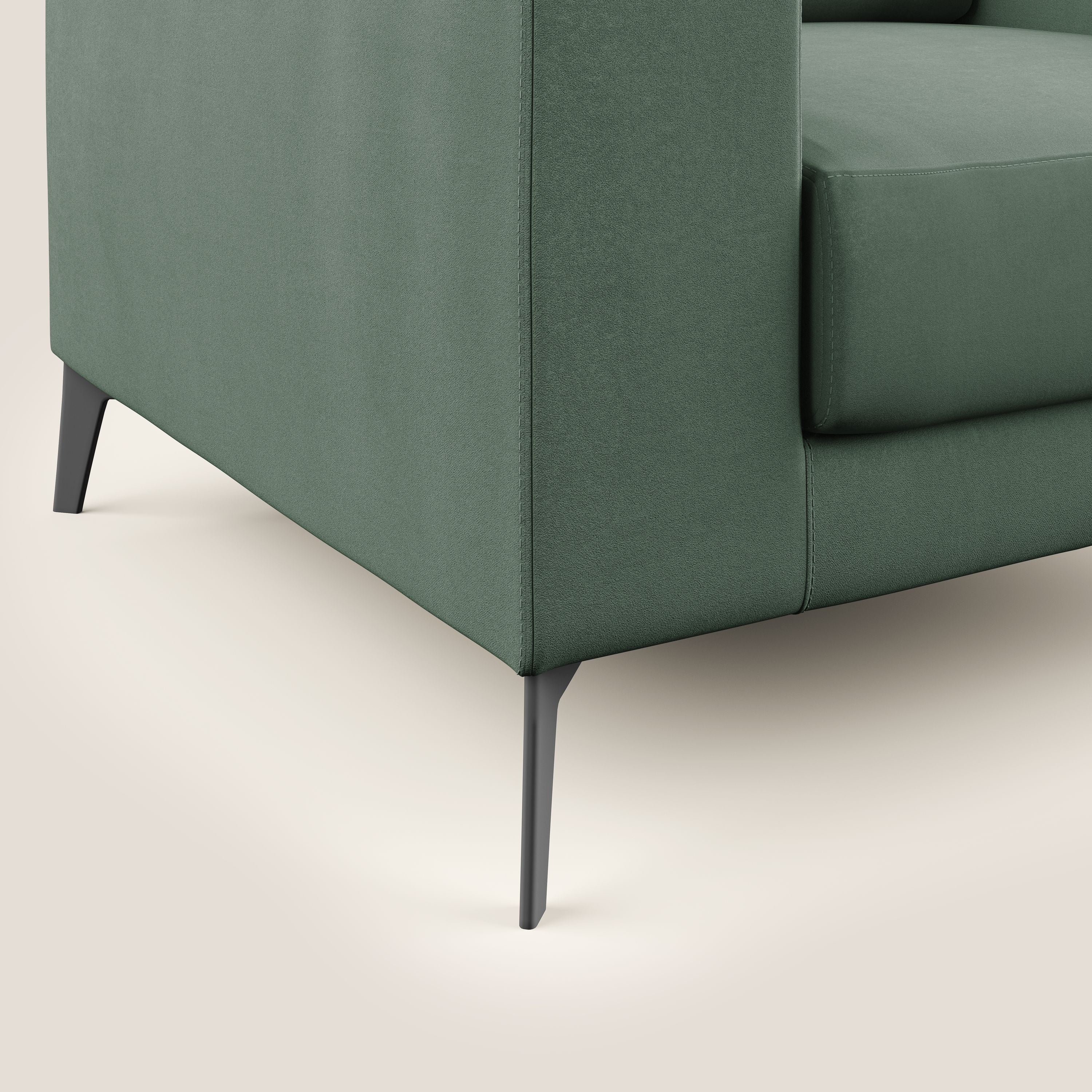 Prestige poltroncina moderna in microfibra smacchiabile T11 verde - divani.store
