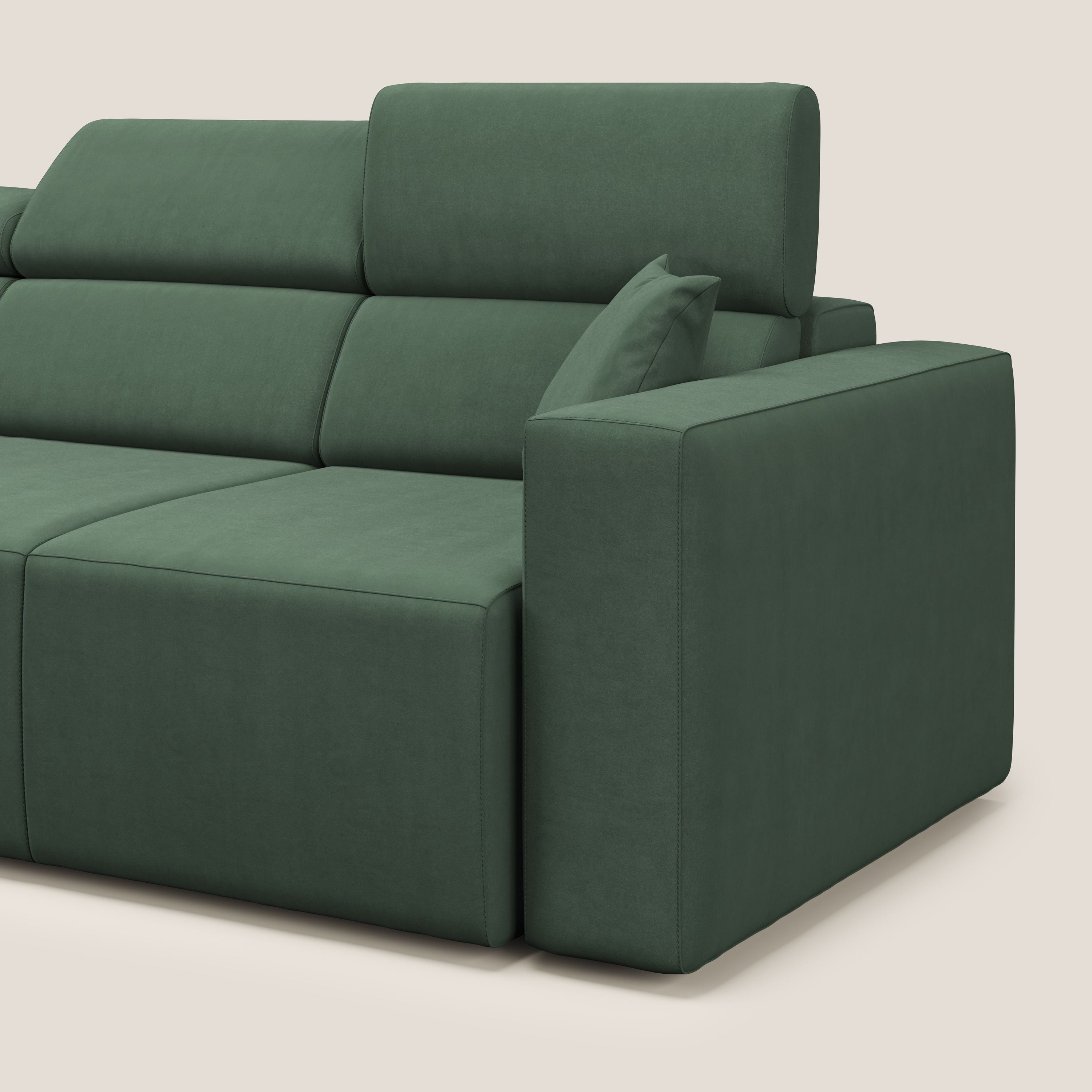 Orwell divano con 3 sedute estraibili in microfibra smacchiabile T11 verde - divani.store