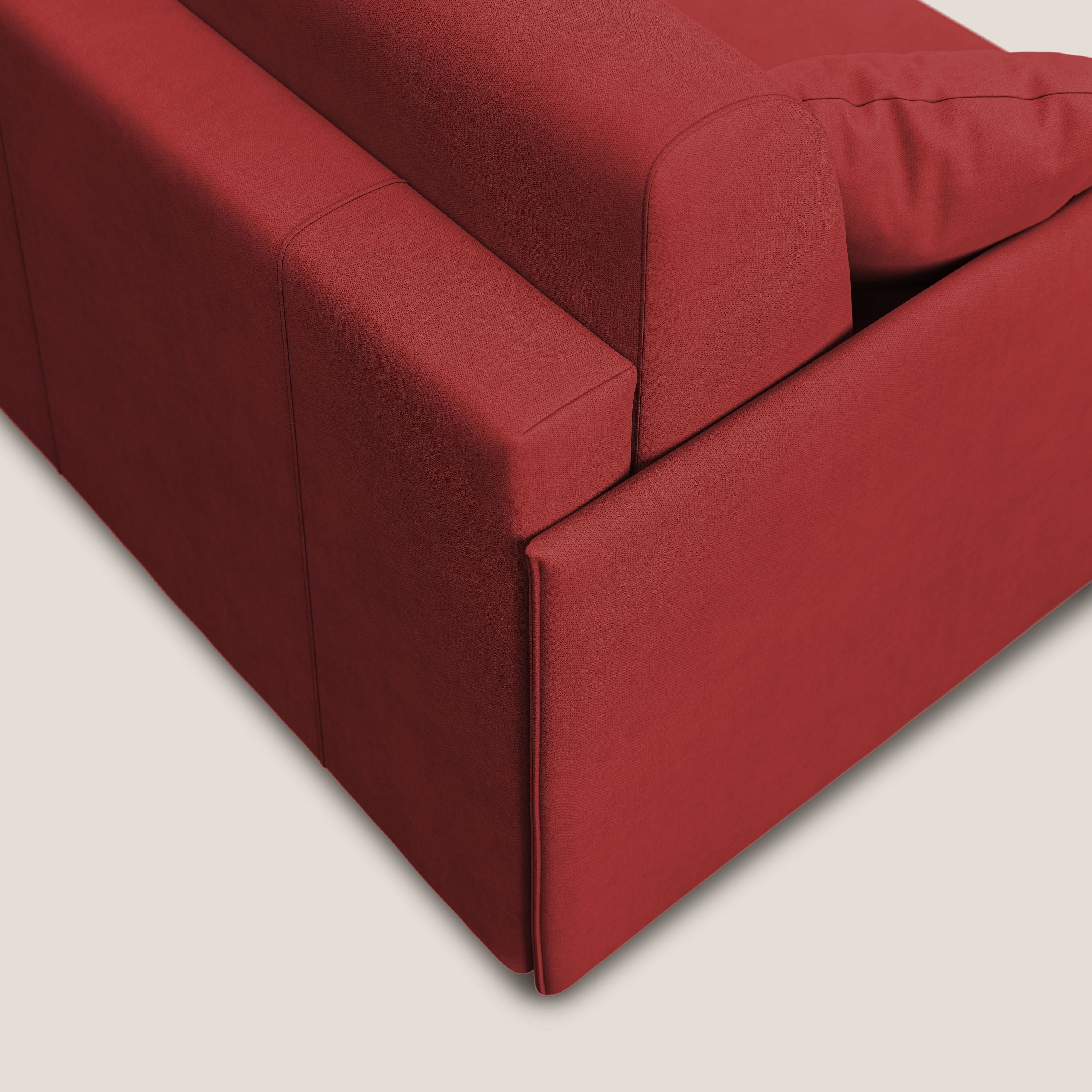 Evans Divano letto in morbido tessuto impermeabile T02 rosso - divani.store