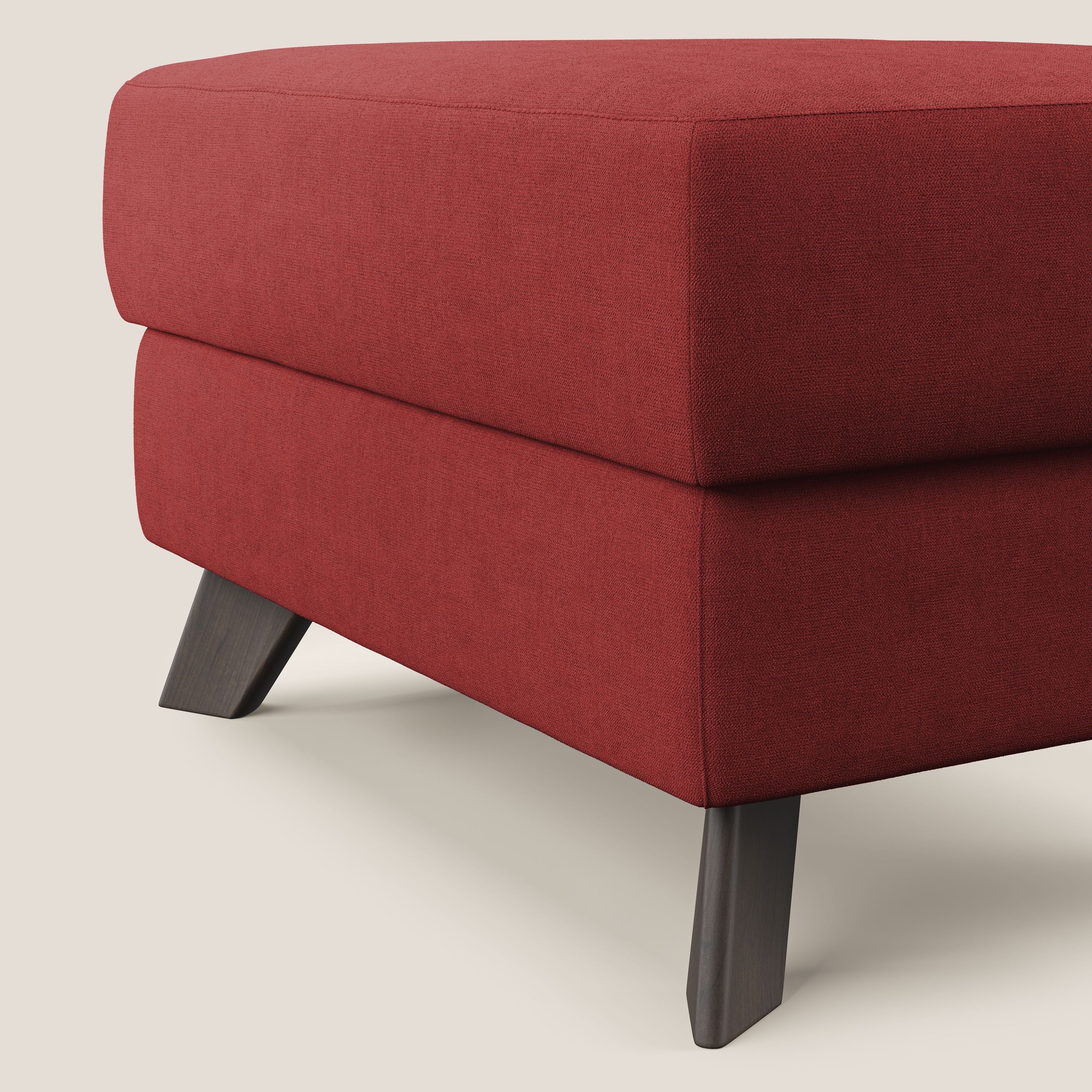 Moon Pouf contenitore e piedini alti in tessuto morbido impermeabile T02 rosso - divani.store