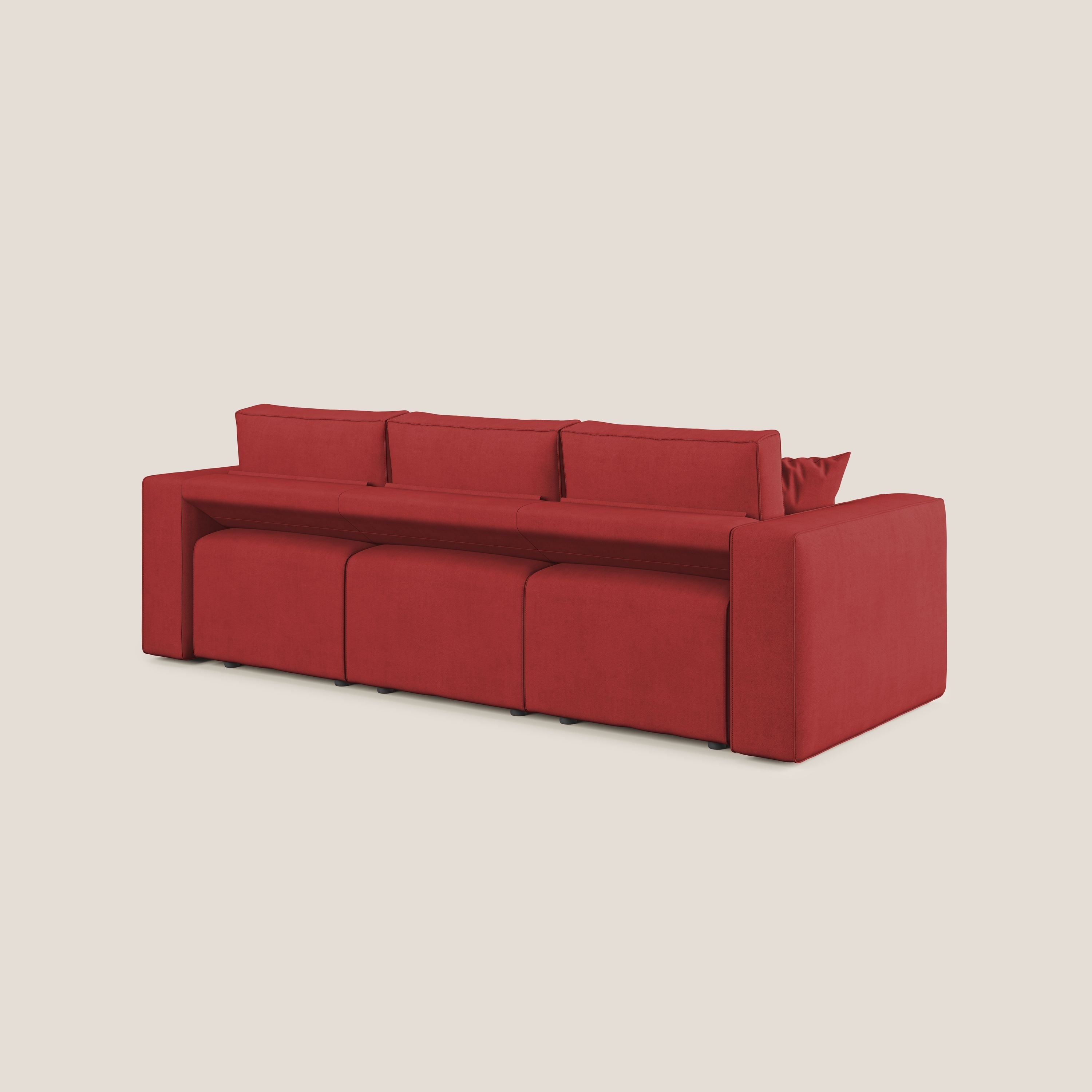 Morfeo divano con 3 sedute estraibili in morbido tessuto impermeabile T02 rosso - divani.store