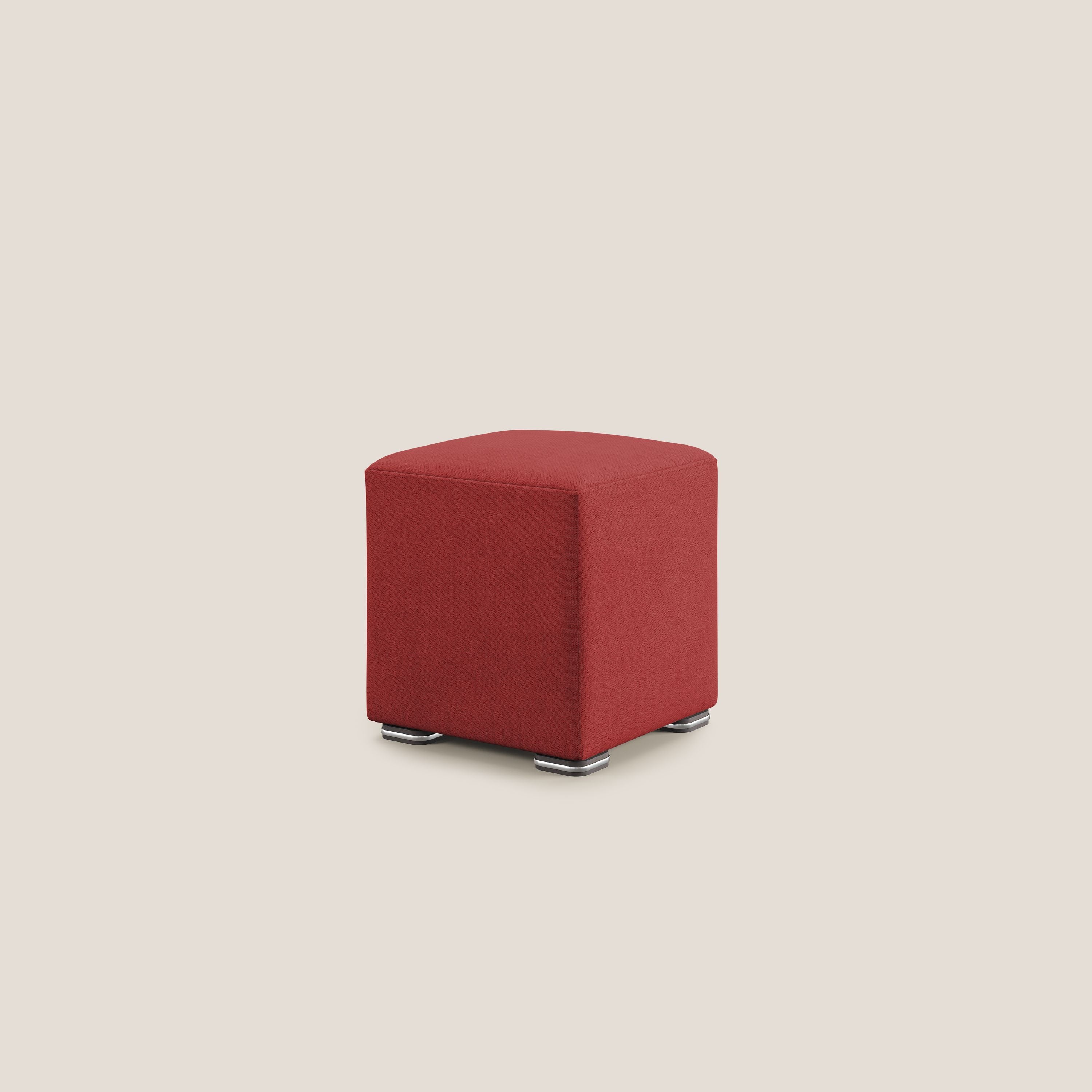 Cube pouf in tessuto morbido impermeabile T02 rosso - divani.store
