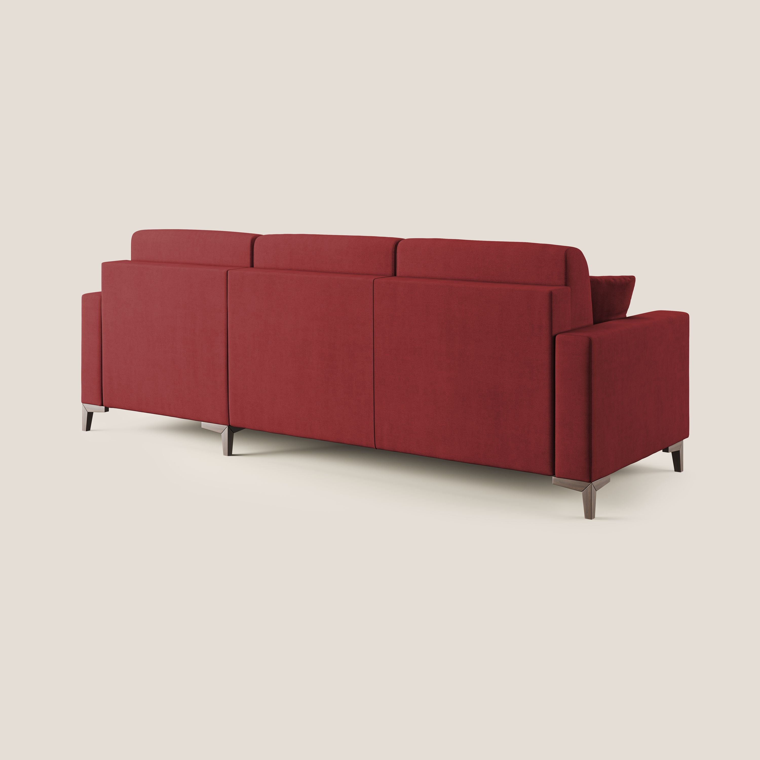 Kafka divano letto angolare in morbido tessuto impermeabile T02 rosso - divani.store