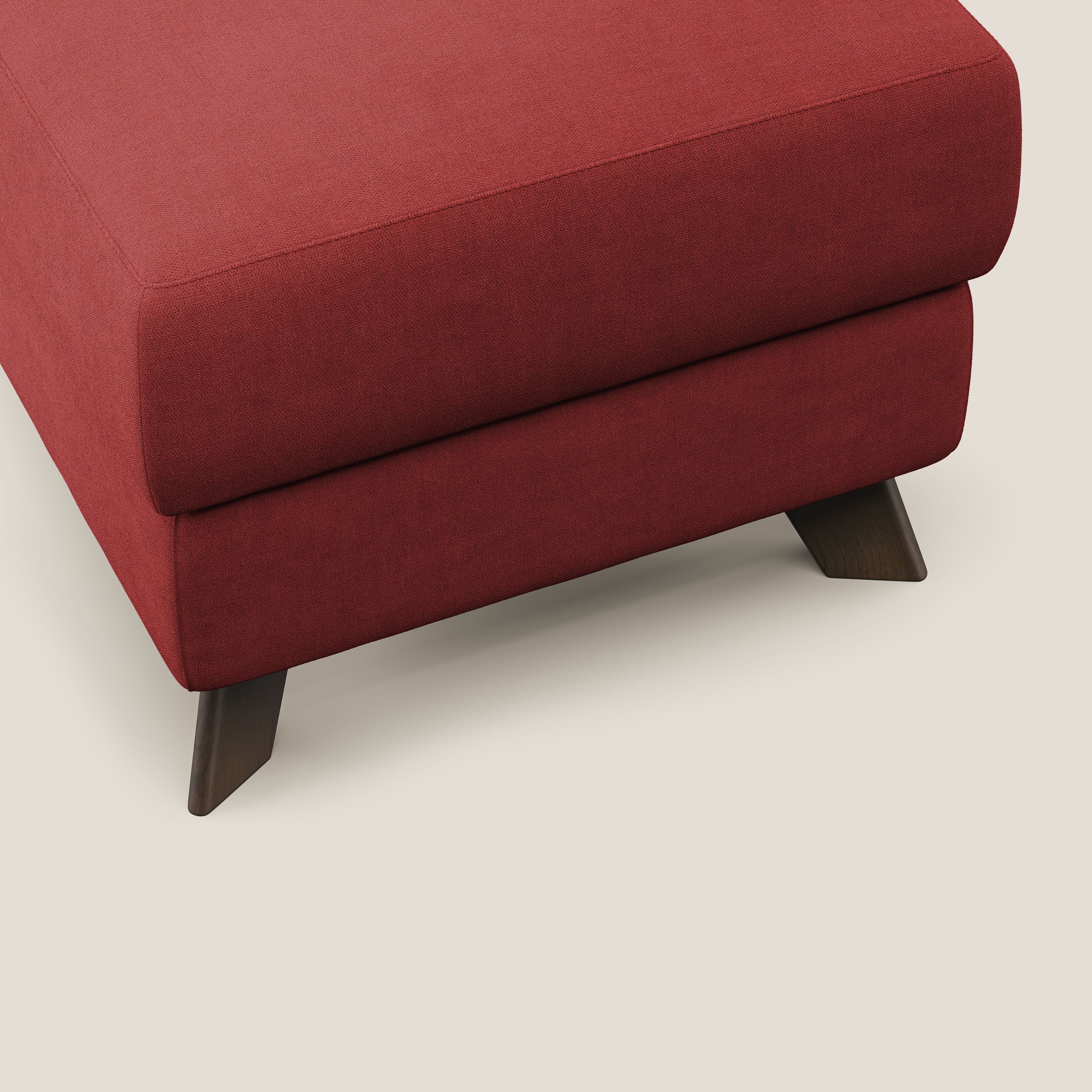 Moon Pouf contenitore e piedini alti in tessuto morbido impermeabile T02 rosso - divani.store
