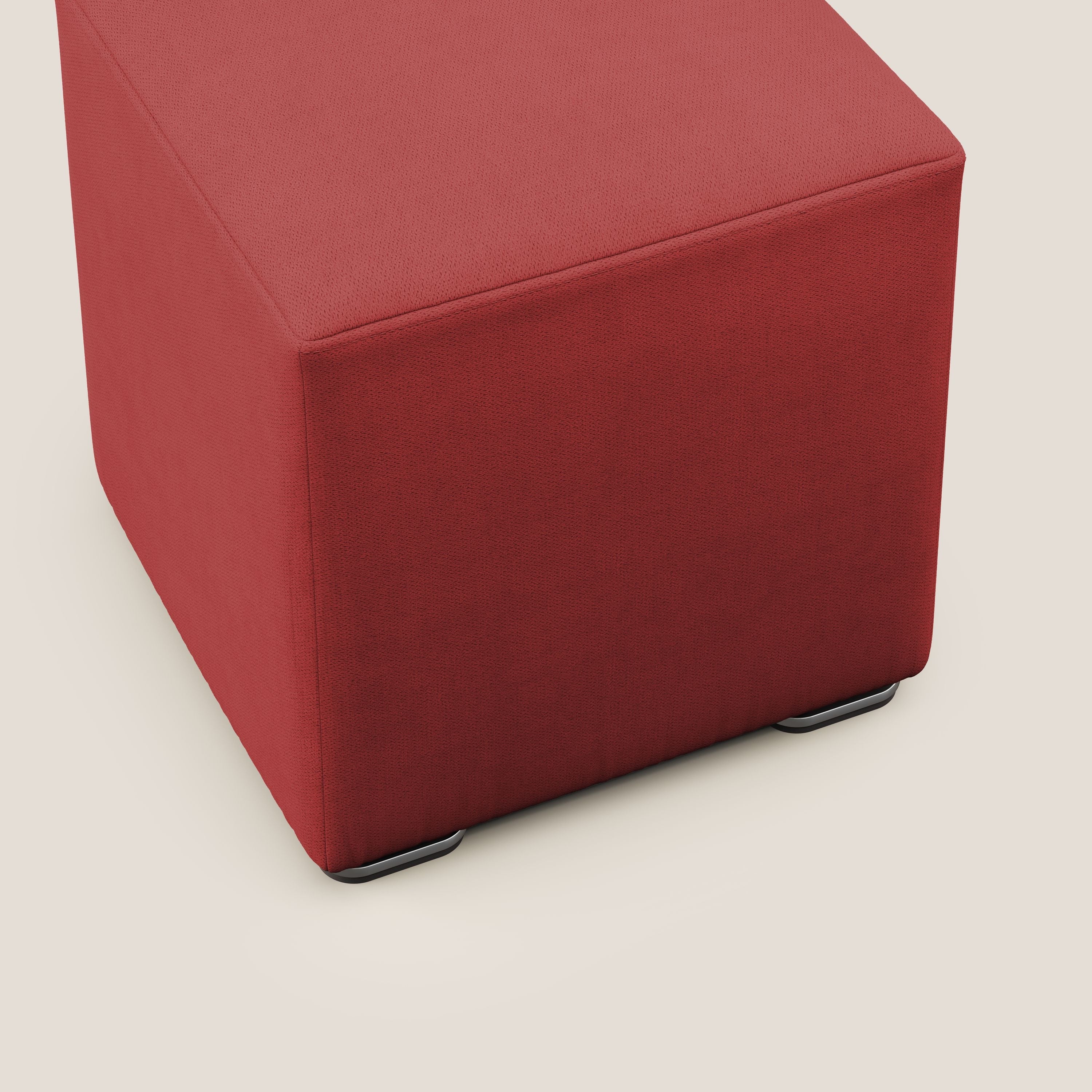 Cube pouf in tessuto morbido impermeabile T02 rosso - divani.store