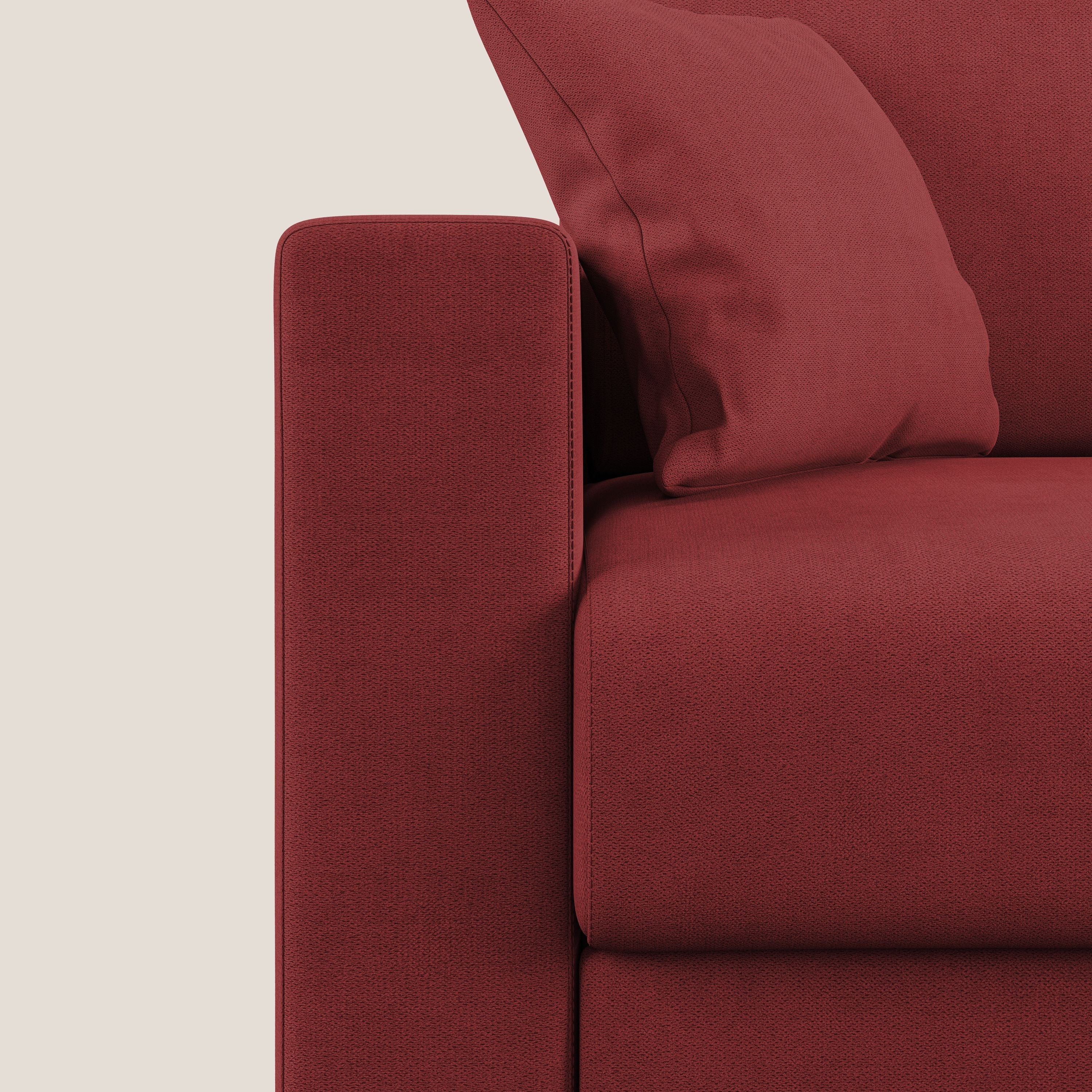 Kafka divano letto angolare in morbido tessuto impermeabile T02 rosso - divani.store