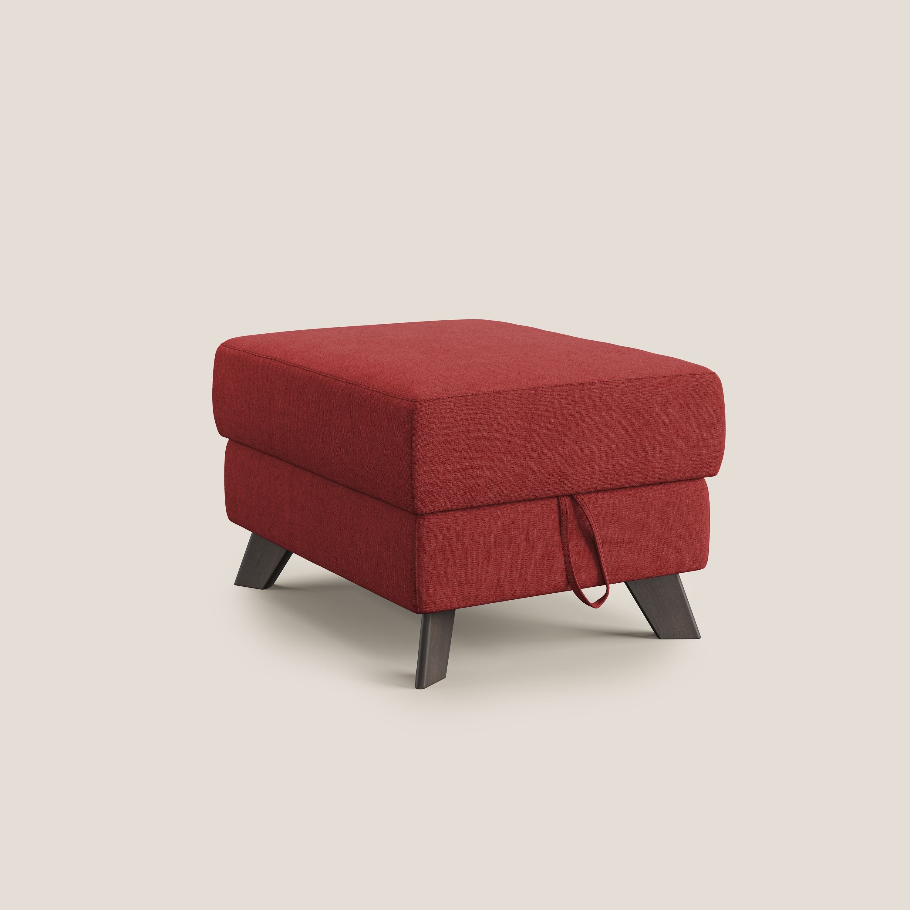 Moon Pouf contenitore e piedini alti in tessuto morbido impermeabile T02 rosso - divani.store