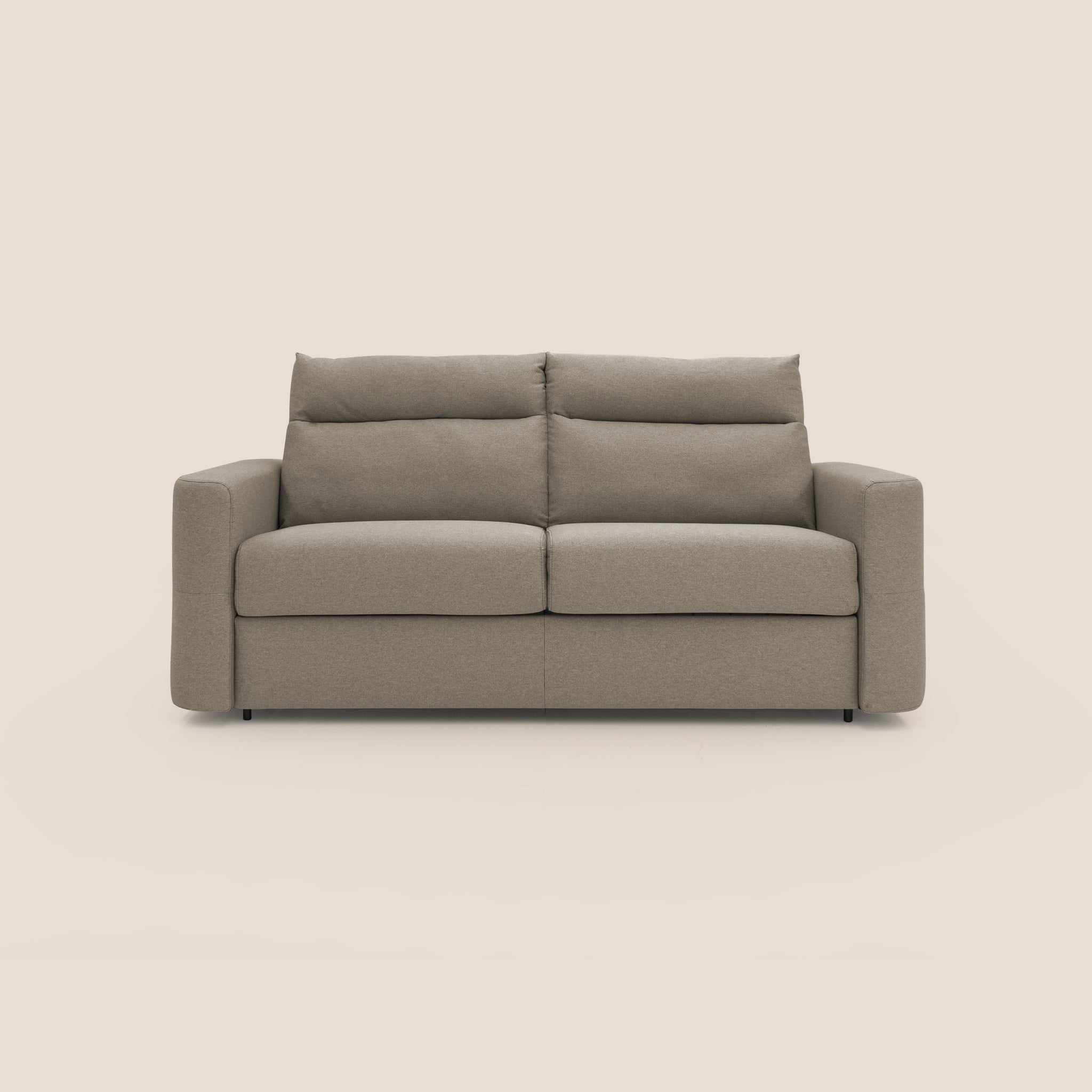 Cupido Schlafsofa 202 cm (mat. 140x197 cm) Matratze H18 aus wasserfestem, baumwollähnlichem Stoff T13 GRAUBEIGE