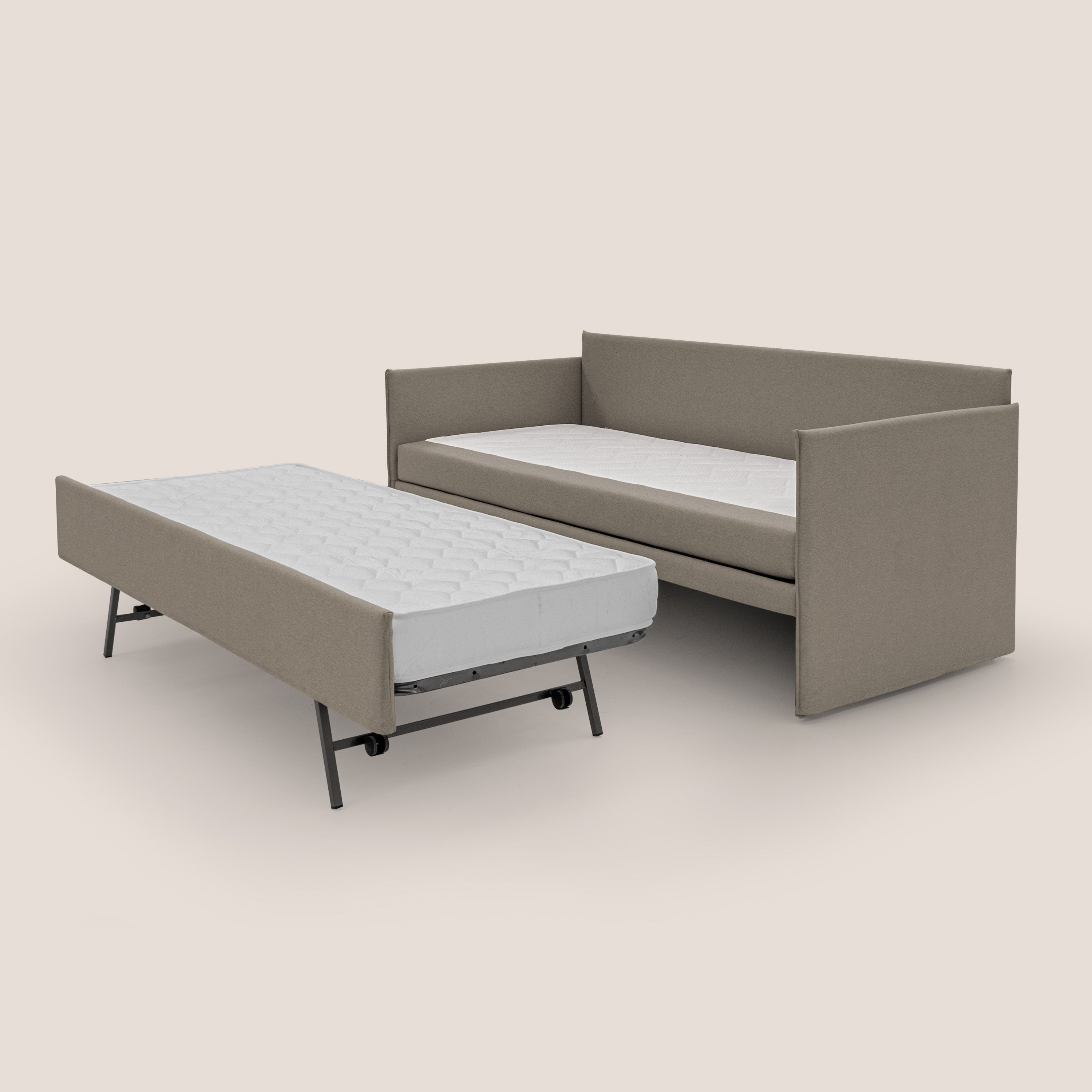 Brenta Divano duplex con doppio letto in tessuto simil cotone impermeabile T13 tortora - divani.store