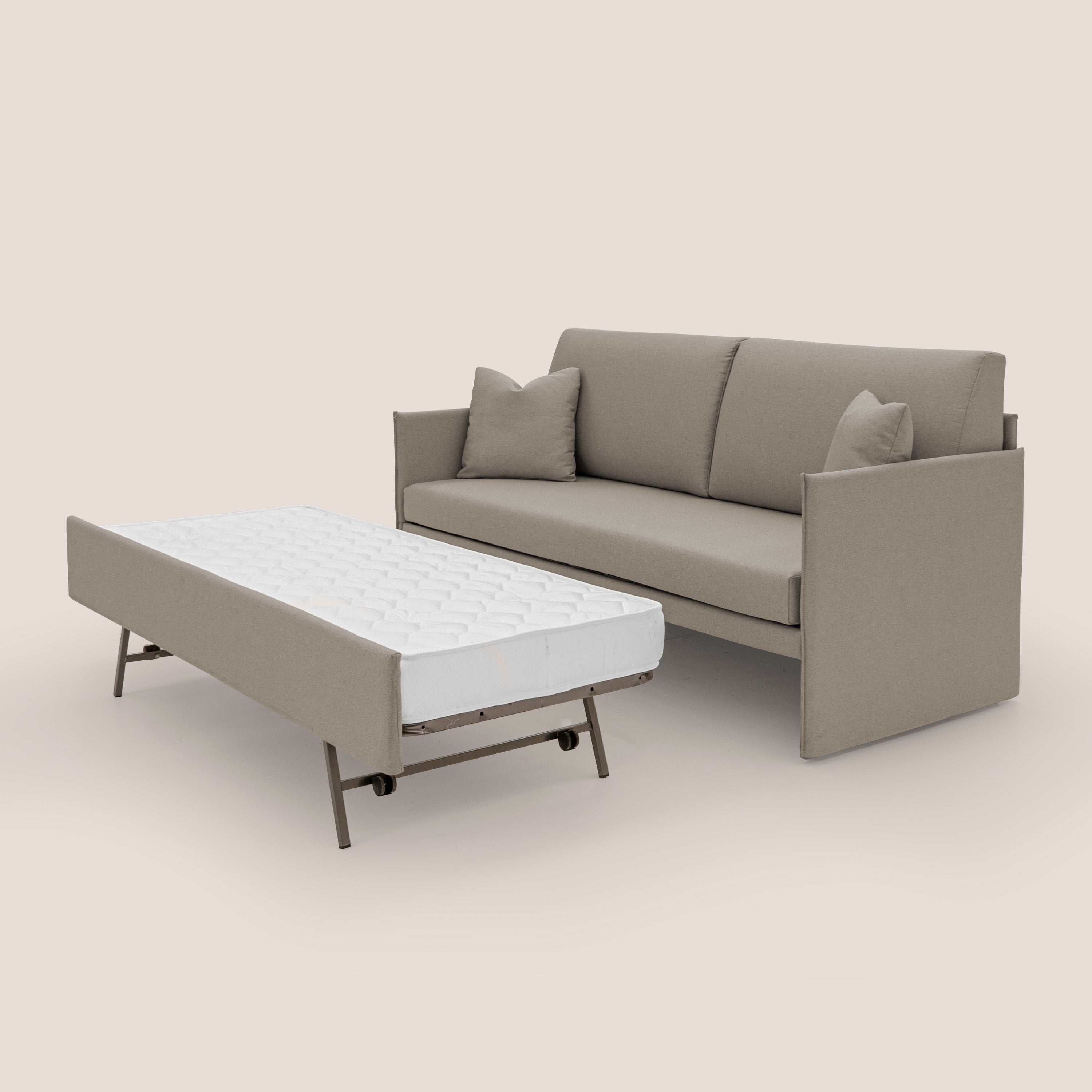 Tortona Divano duplex con doppio letto in tessuto simil cotone impermeabile T13 tortora - divani.store