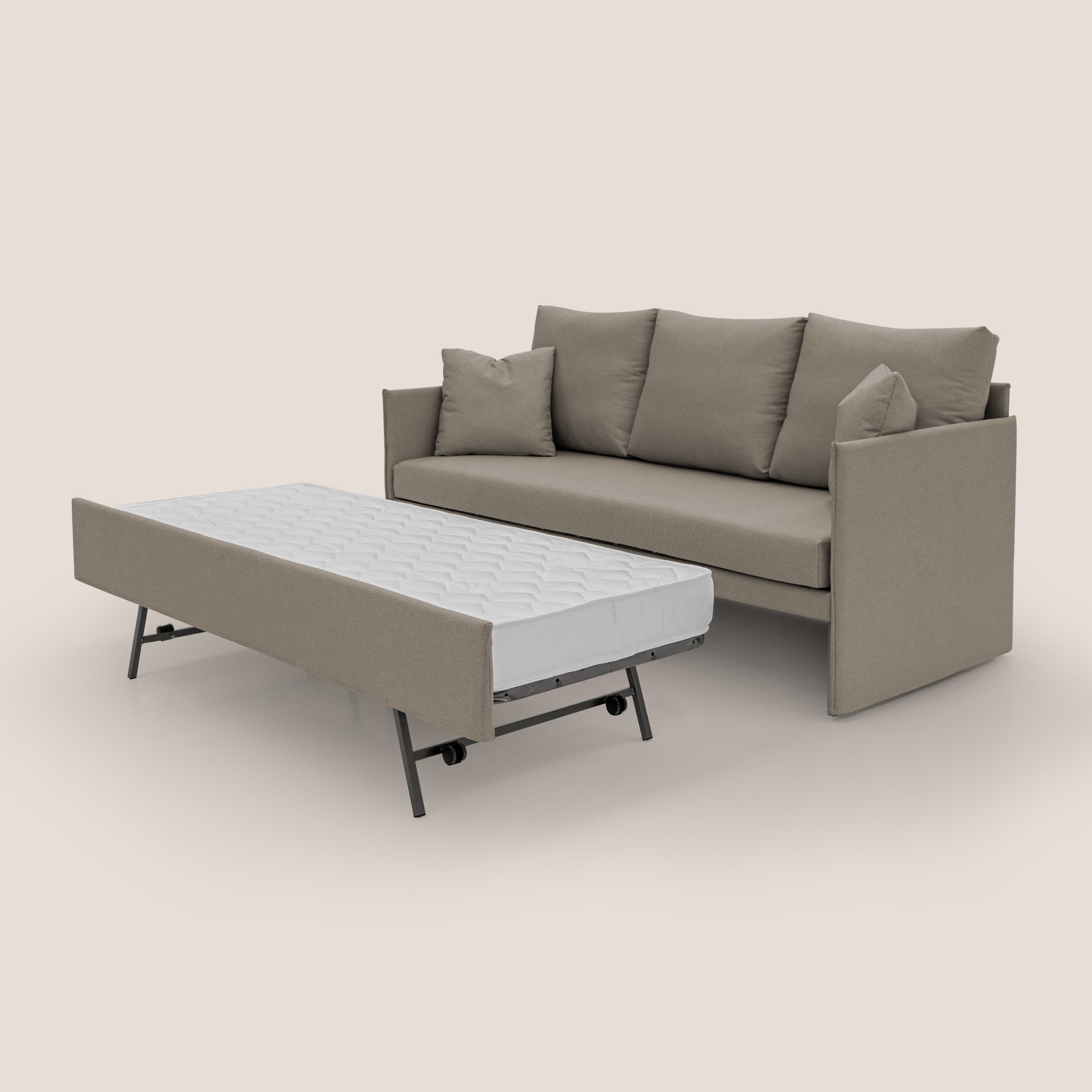 Brera Divano duplex con doppio letto in tessuto simil cotone impermeabile T13 tortora - divani.store