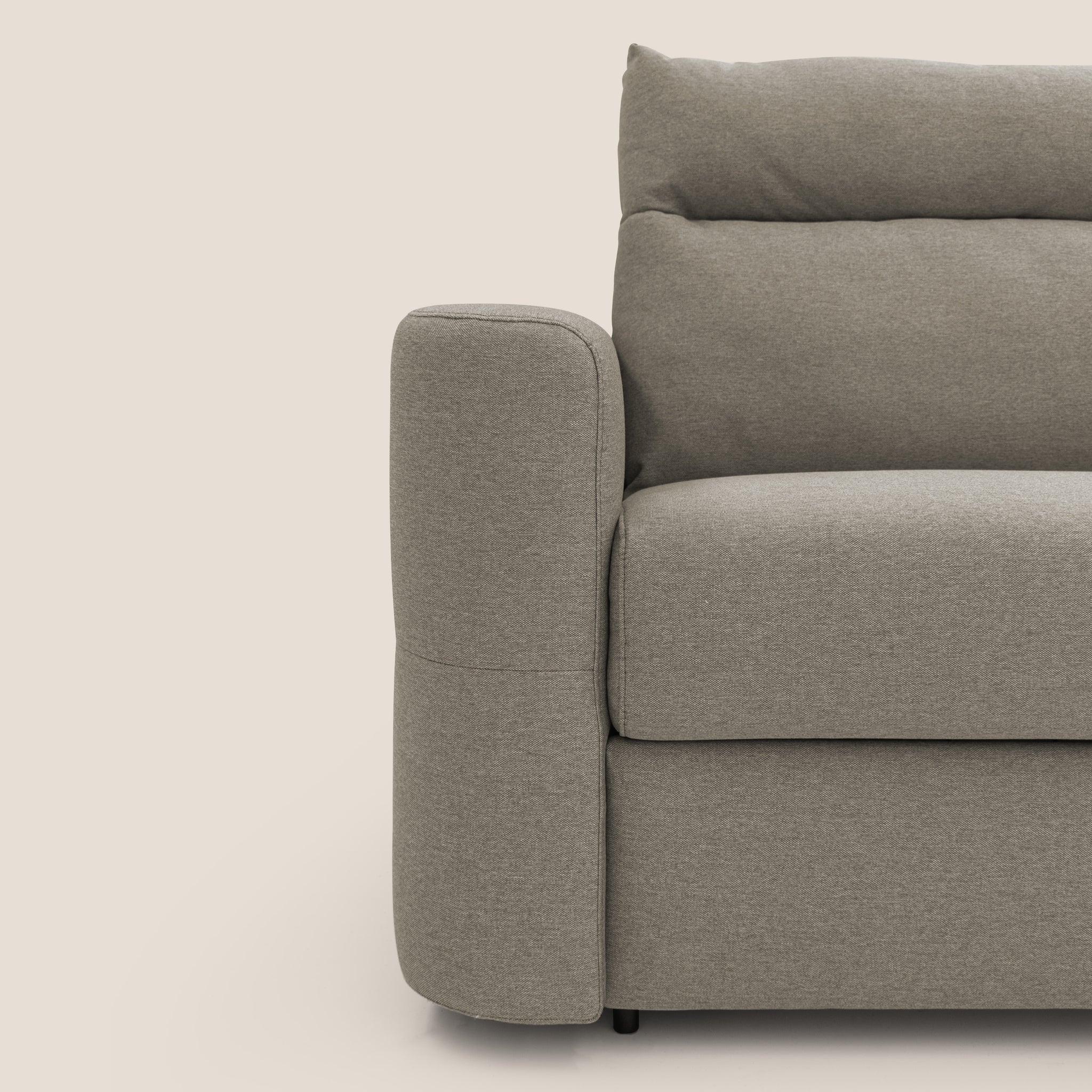 Cupido Schlafsofa 202 cm (mat. 140x197 cm) Matratze H18 aus wasserfestem, baumwollähnlichem Stoff T13 GRAUBEIGE