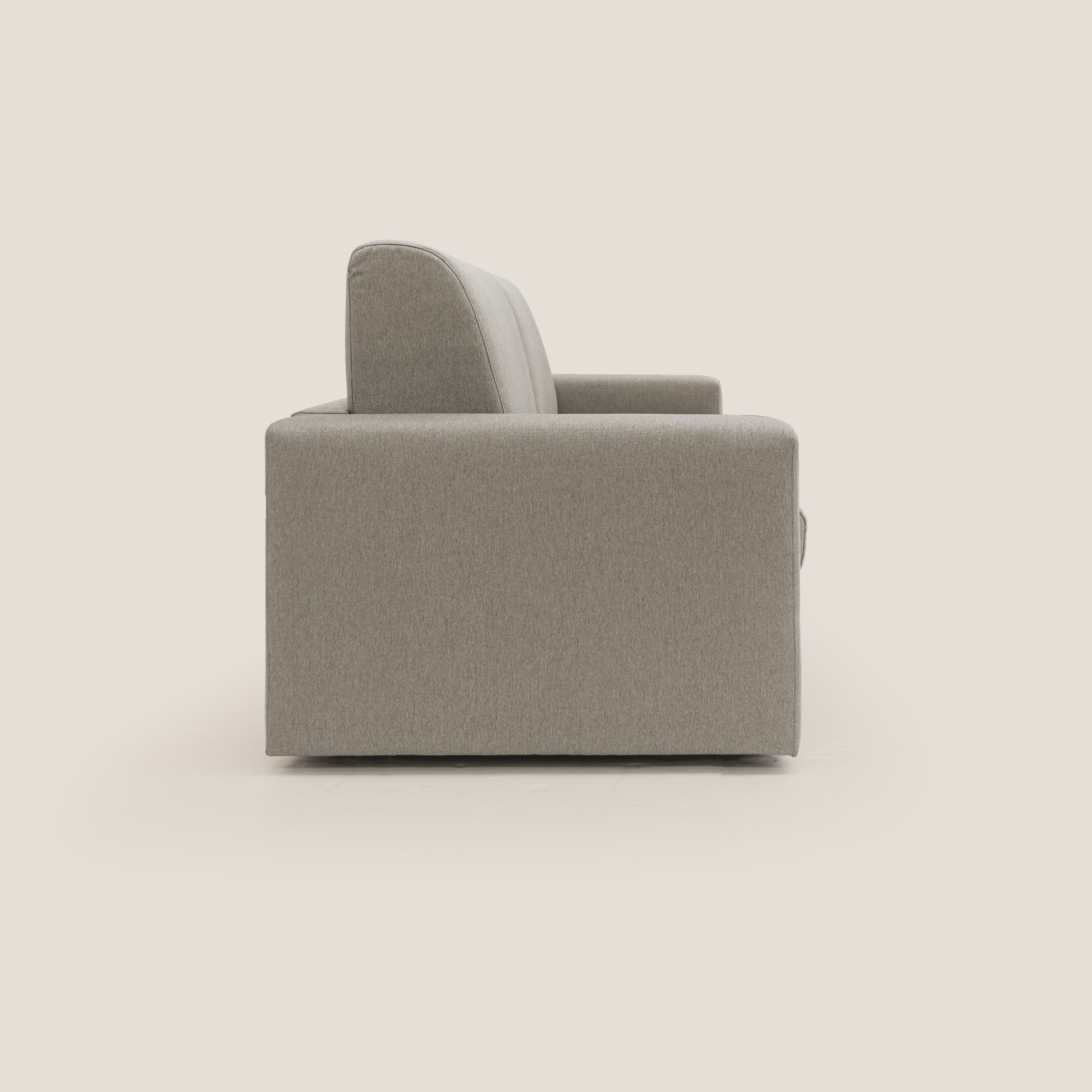 Kansas Divano letto matrimoniale alto 20 cm in tessuto impermeabile misto cotone T13 tortora - divani.store