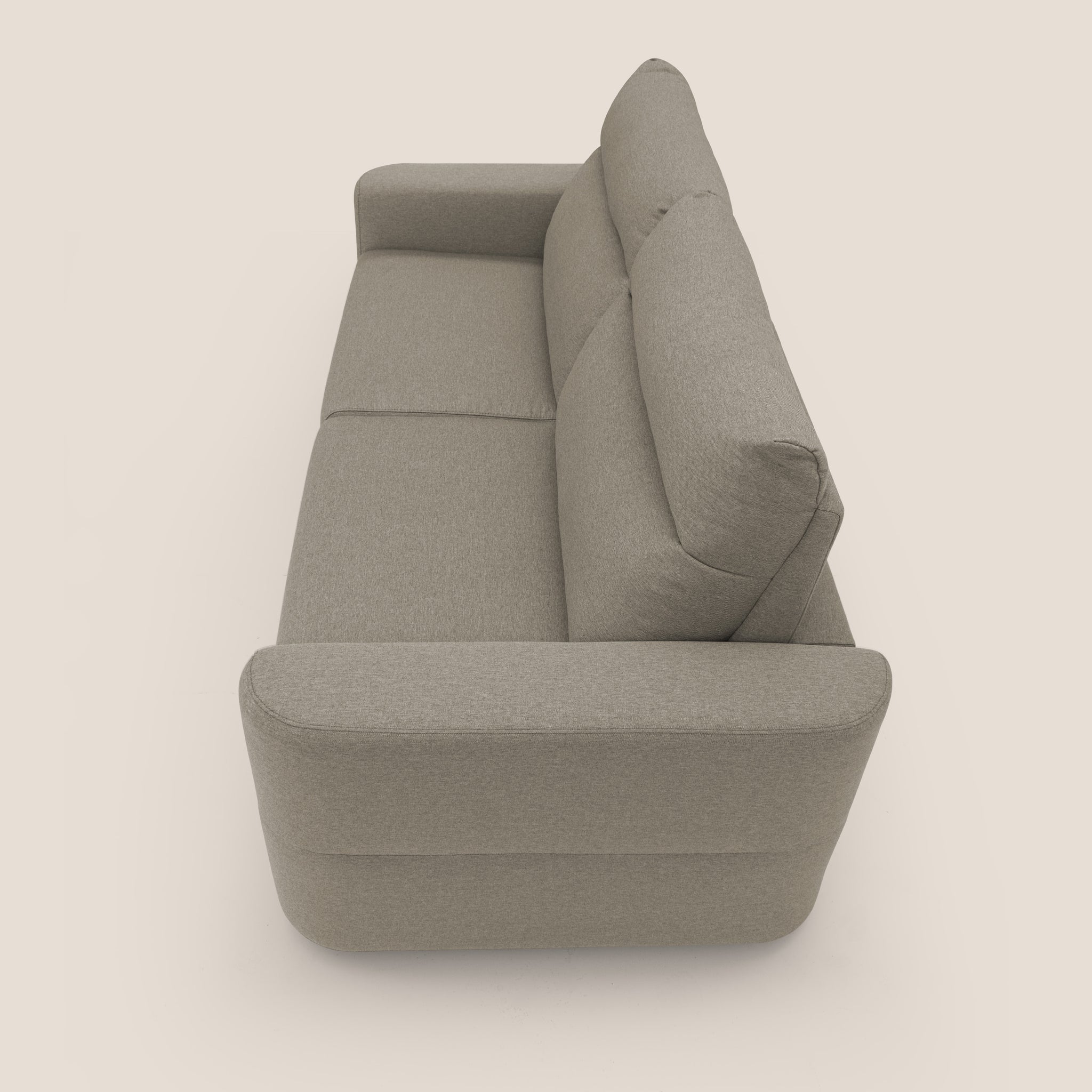 Cupido Schlafsofa 202 cm (mat. 140x197 cm) Matratze H18 aus wasserfestem, baumwollähnlichem Stoff T13 GRAUBEIGE