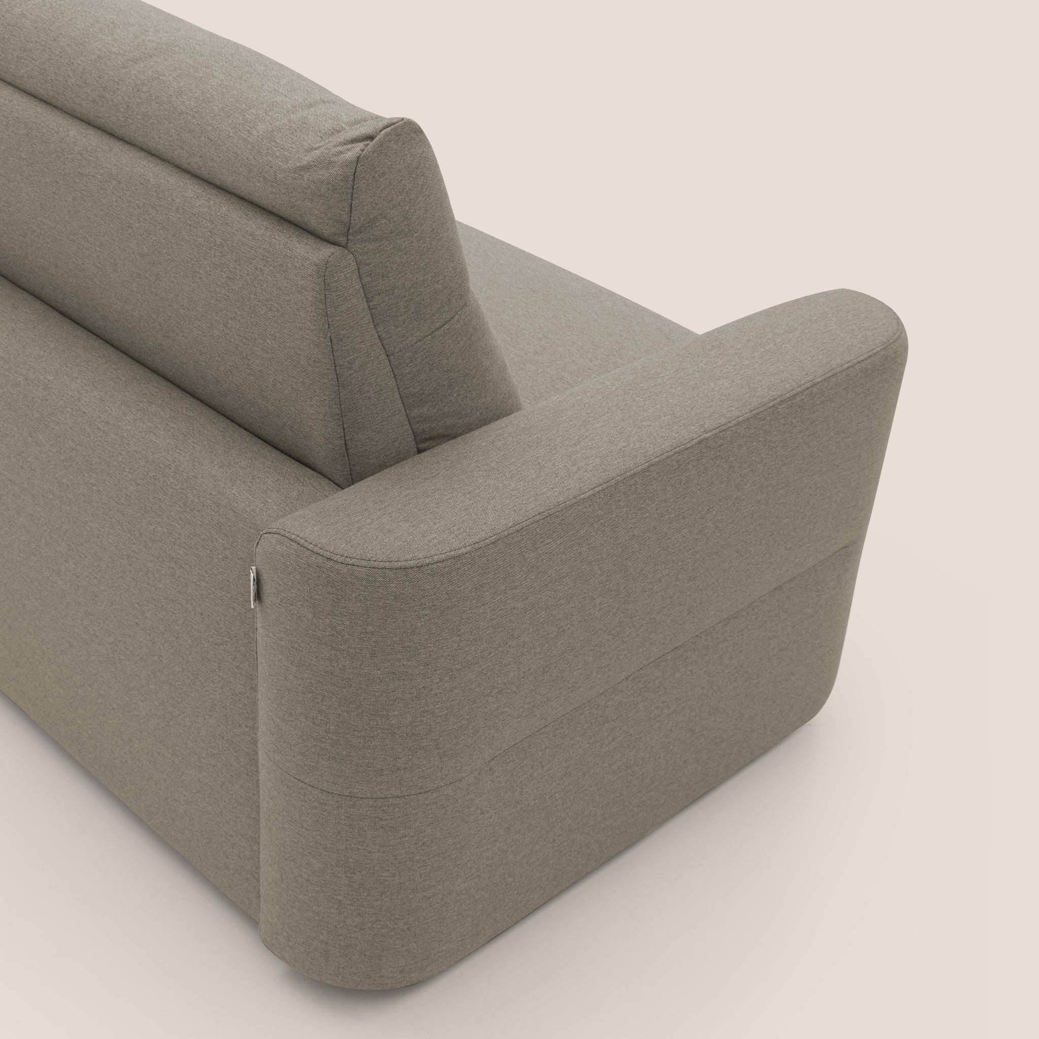 Cupido Schlafsofa 202 cm (mat. 140x197 cm) Matratze H18 aus wasserfestem, baumwollähnlichem Stoff T13 GRAUBEIGE